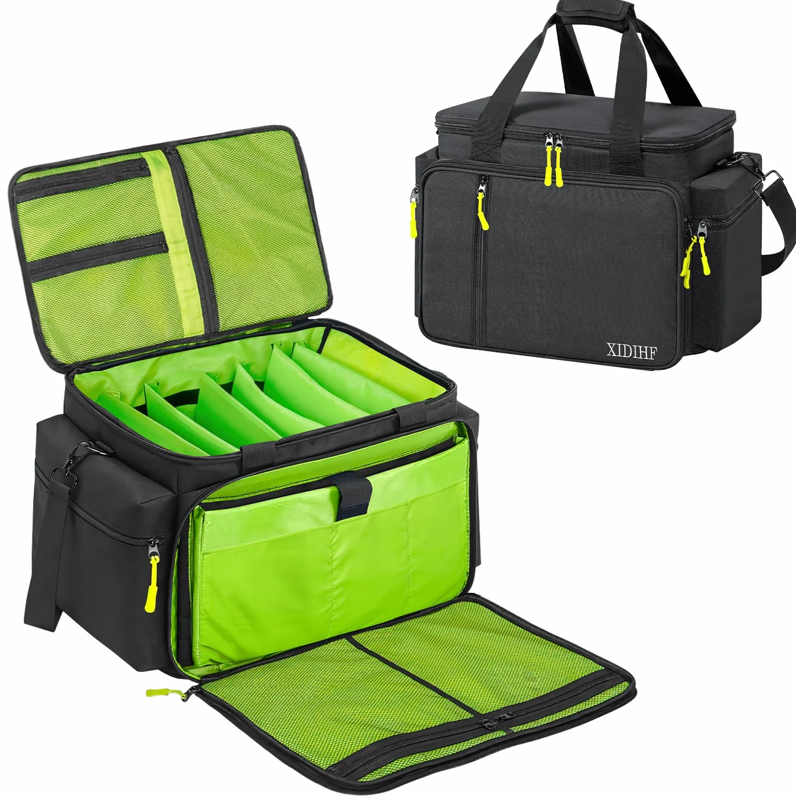 SUNDOY Borsa organizer per cavi da DJ – tasca per cavi con fondo imbottito rimovibile e divisori, borsa per attrezzatura DJ, cavo audio e accessori musicali, Nero, 45.7 x 31 x 35.6-cm, Tessuto