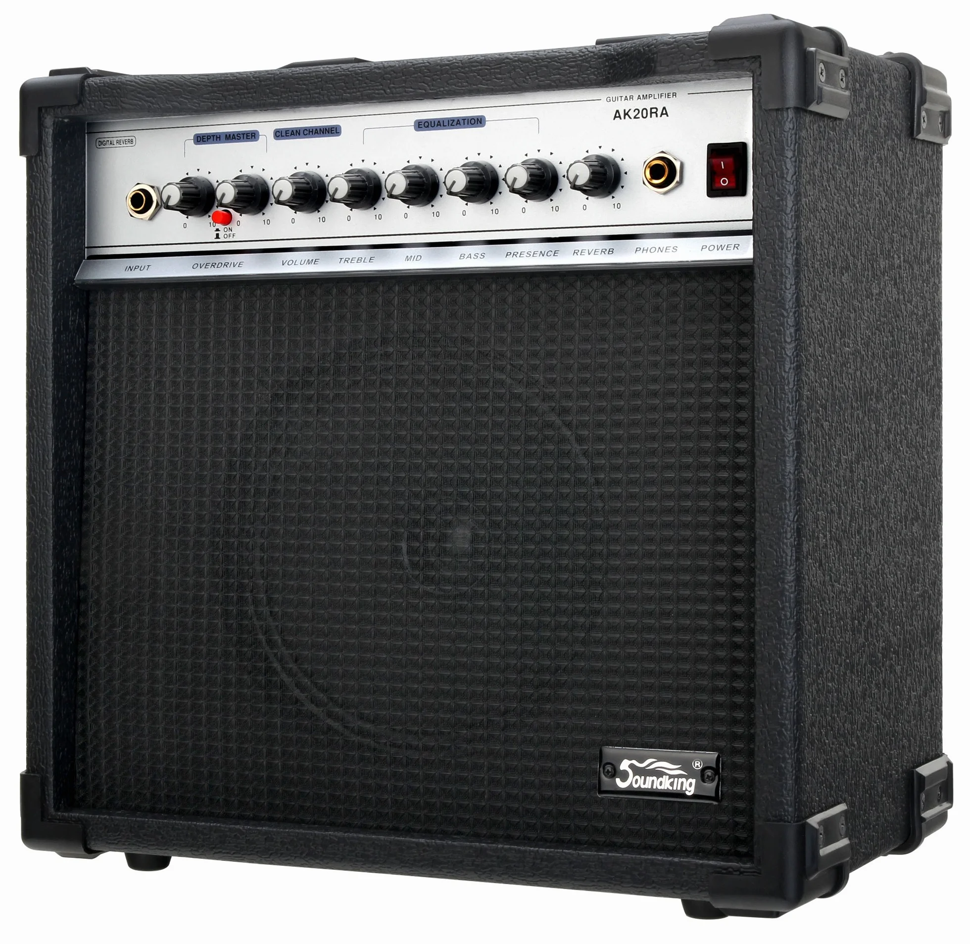 Soundking AK20-RA Amplificatore Chitarra 60 Watt - Equalizzatore 4 Bande - Speaker 8" - Uscita Cuffie & Ingresso Pedale - Combo Amp Ideale per Principianti con Angoli Protettivi Extra Robusti