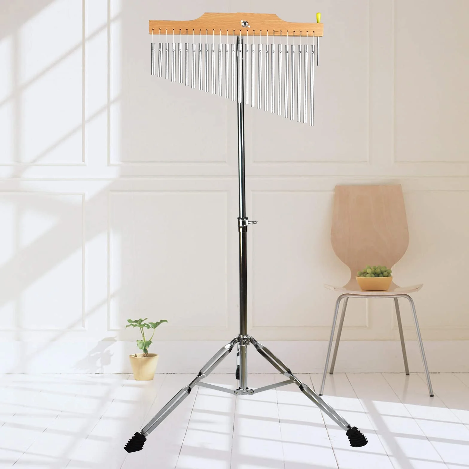 ENNBOM Carillon da bar con supporto regolabile 25 note 36 note a fila singola Wind Chime strumento a percussione musicale (25 note, argento satinato)