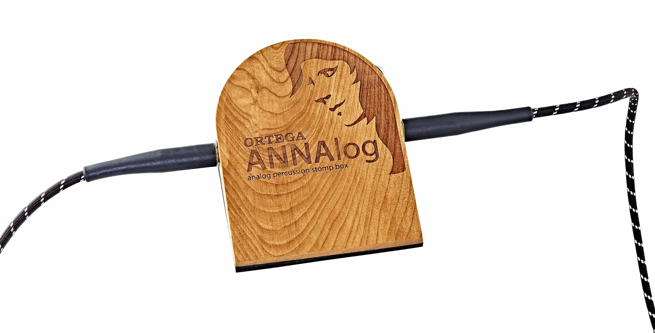 Ortega Guitars Analogue Stomp Box – Pedale Effetto per Chitarristi, Cantanti, Cantautori – Sample di Percussioni Analogiche – Legno di Ciliegio, Natural (ANNAlog)
