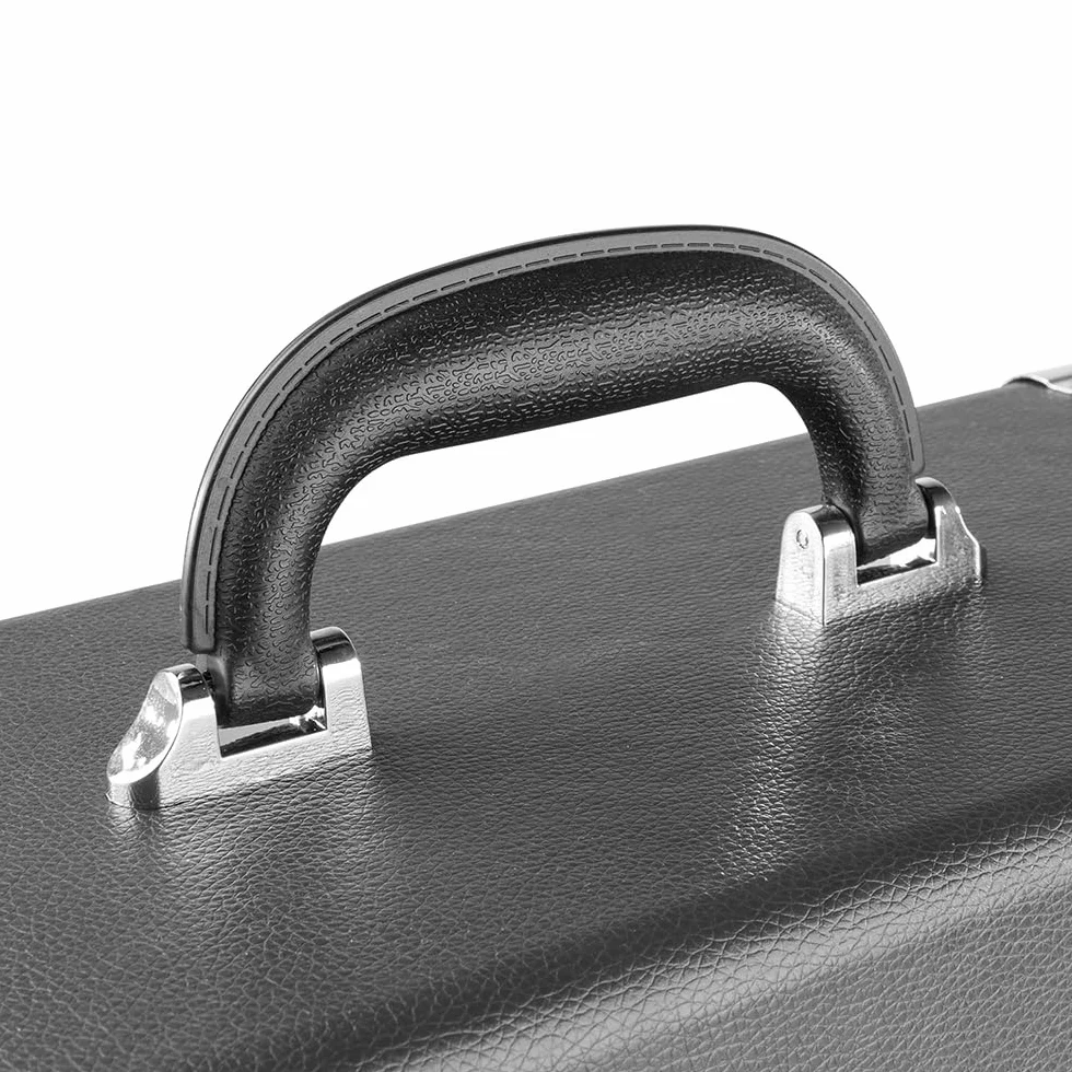 RC32 - Custodia per dischi in vinile, elegante e resistente, con morbida fodera in flanella, contiene 30-35 dischi, chiusura in metallo, cerniera e maniglia.