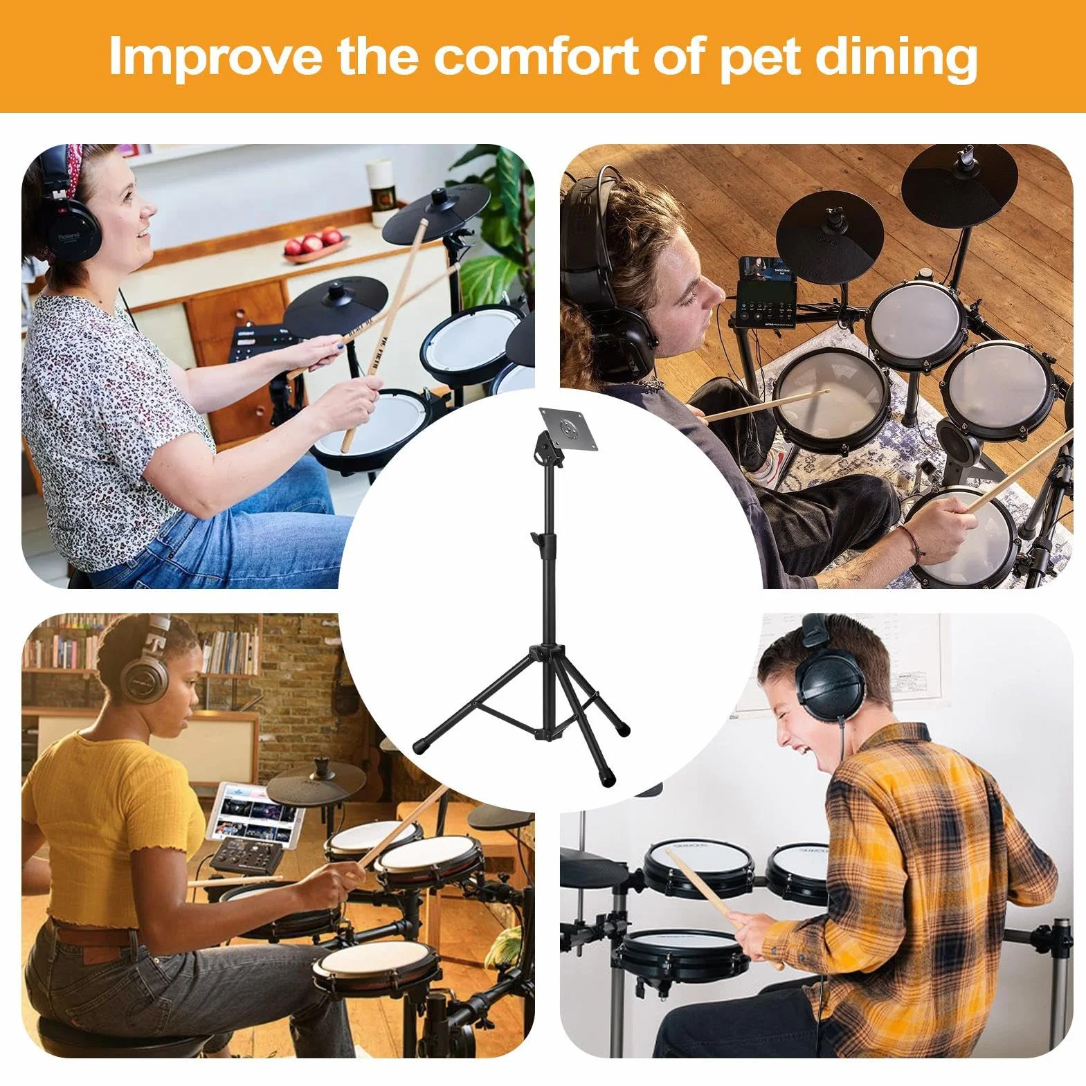 Supporto per Drum Pad - Supporto Regolabile per Rullante - Regolabile in Altezza per Drum Pad per Viaggi Casa Scuola Campeggio e Performance
