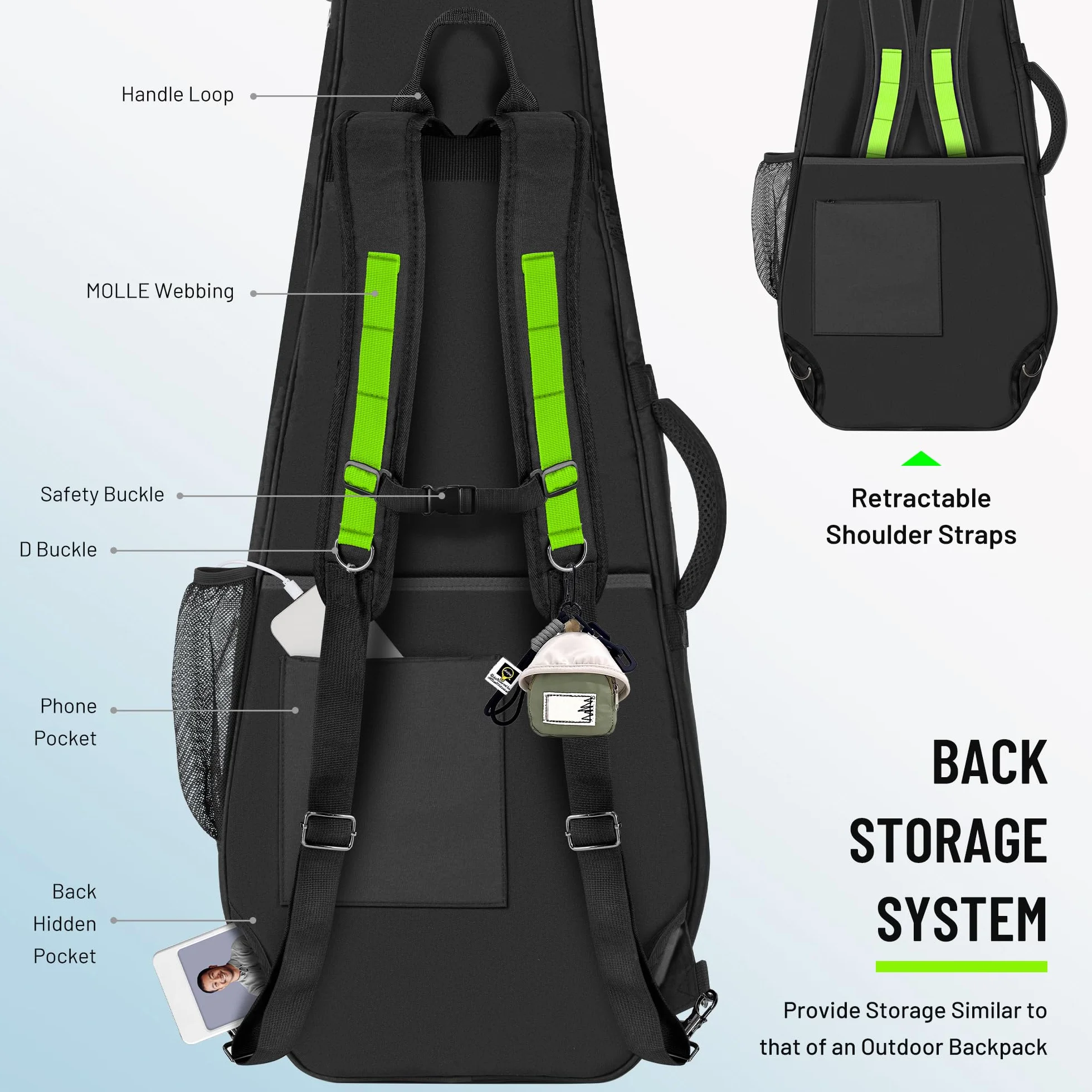 CAHAYA Custodia Imbottita per Chitarra Elettrica: Softshell, Adatta per chitarre ST/LP/TELE, spessore di 12 mm, con tasche anteriori, posteriori e laterali, design alla moda ispirato all'outdoor