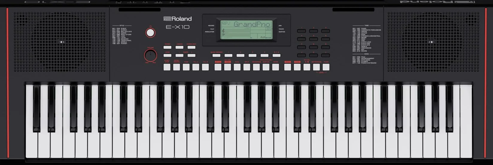 Tastiera Roland E-X10 | Piano a 61 Note Ideale per i Principianti e le Lezioni | Oltre 600 Suoni | Sistema di Speaker Stereo | 140 Brani Interni | Controllo MIDI tramite la Porta USB