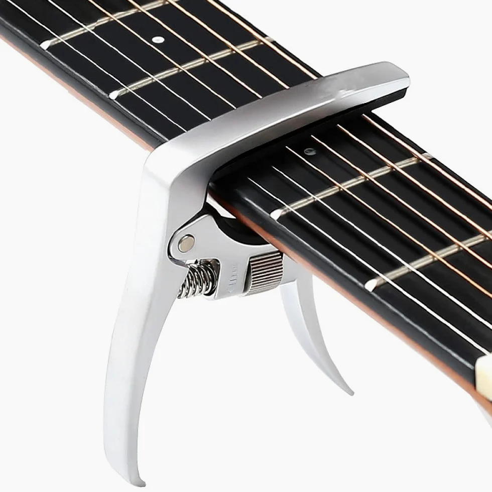 BATLAM Capotasto per Chitarra, Accessori per Chitarra Regolabili, per Chitarra Acustica e Chitarra elettrica, Legno (Argento)