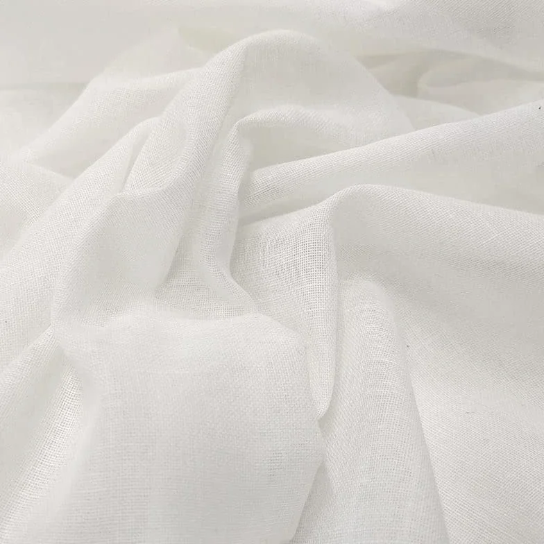 Panini Tessuti, Tessuto leggero in 100% Cotone di Garza traspirante - venduto a ritaglio - h 150 cm (bianco, 1 metro)