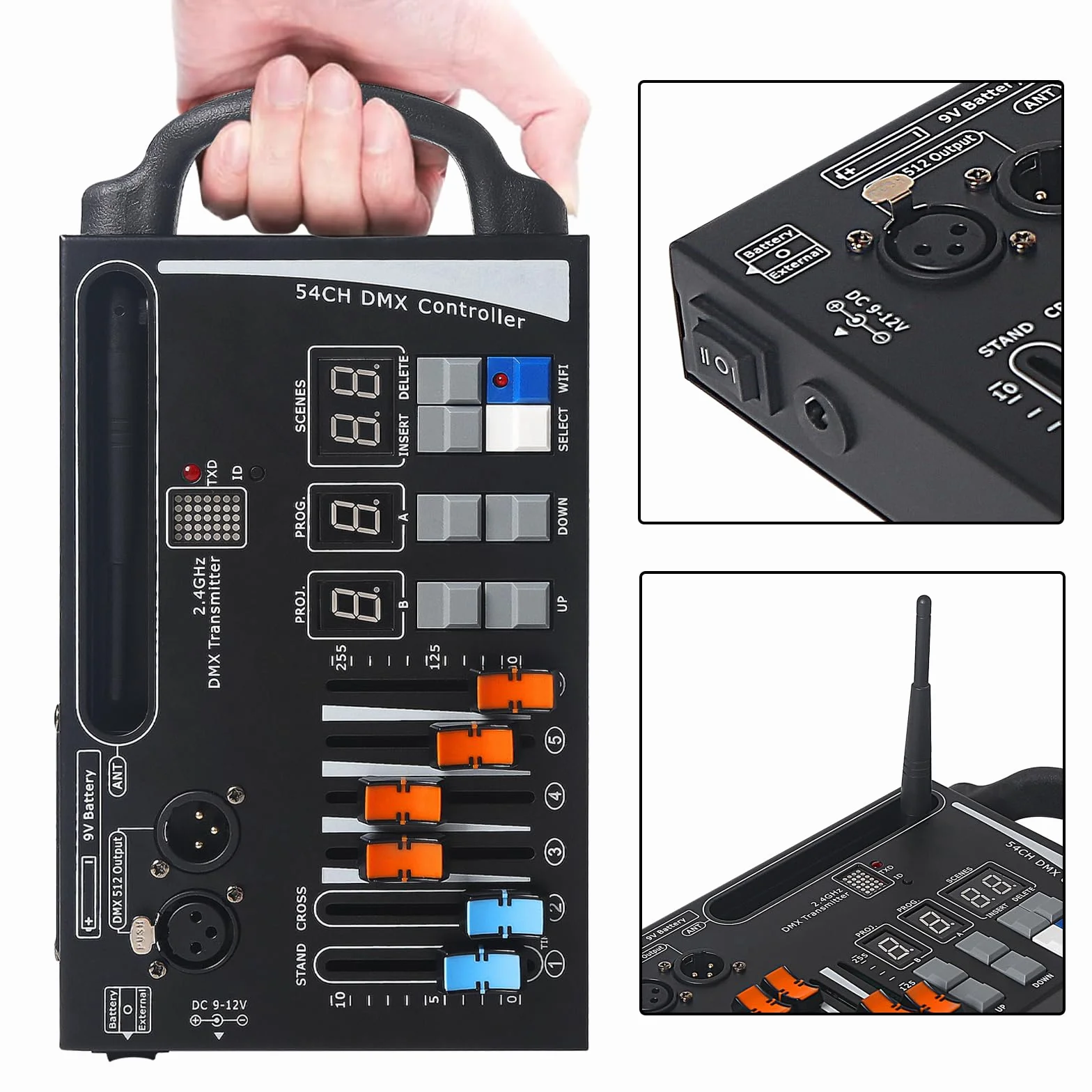 DMX - Console di illuminazione, driver DMX a 54 canali per luci dj, compatibile con dispositivi di ricezione wireless DMX da 2,4 g