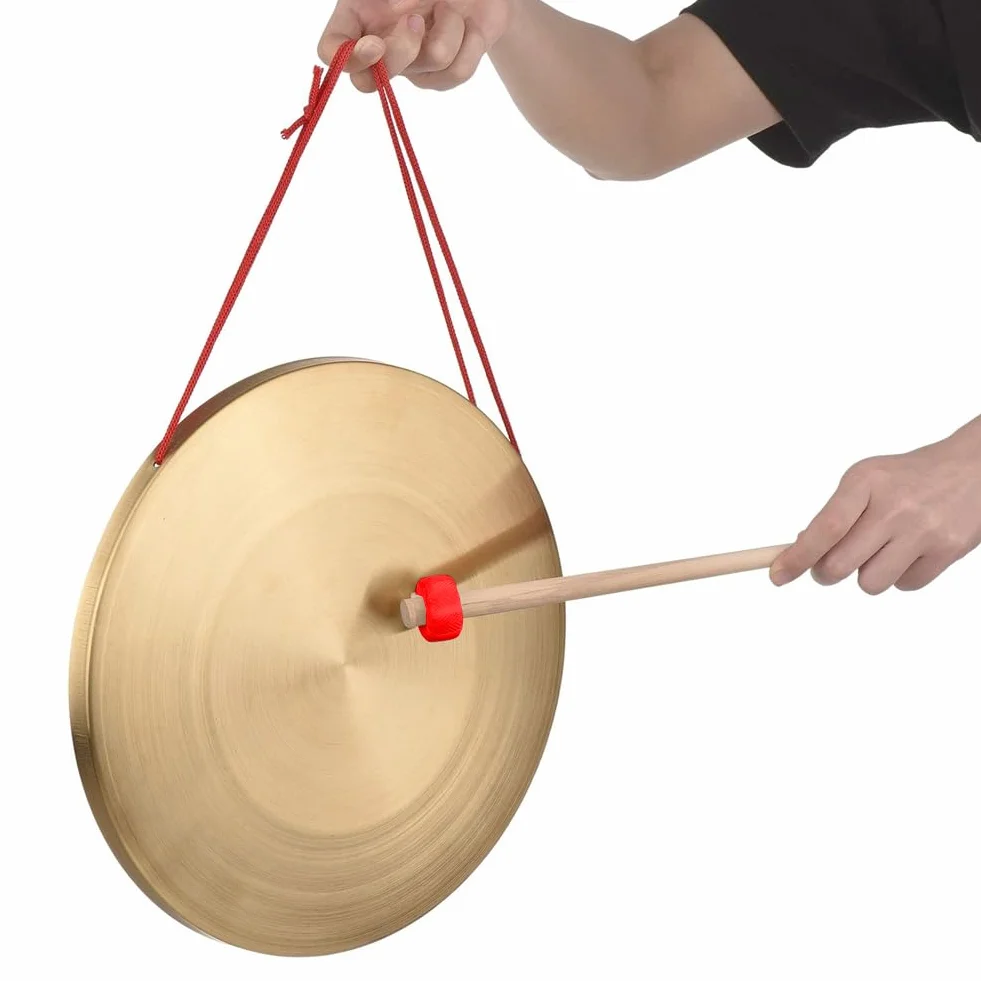 Piatti Gong a Mano da 32 cm Ottone Rame Gong Cappella Opera Strumento a percussione con Martello Rotondo Uso Quotidiano