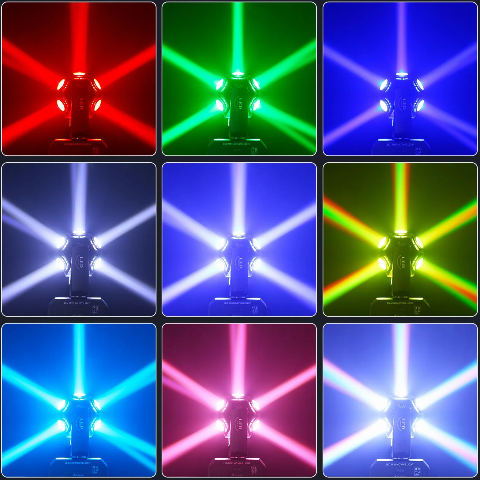 150W Teste Mobili LED RGBW 4 in 1 Moving Head Beam Rotazione a 360°Moving Head Beam Palcoscenico Lampada Sound-attivato Adatto per l'uso domestico nel bar del club della festa di Halloween-2PCS
