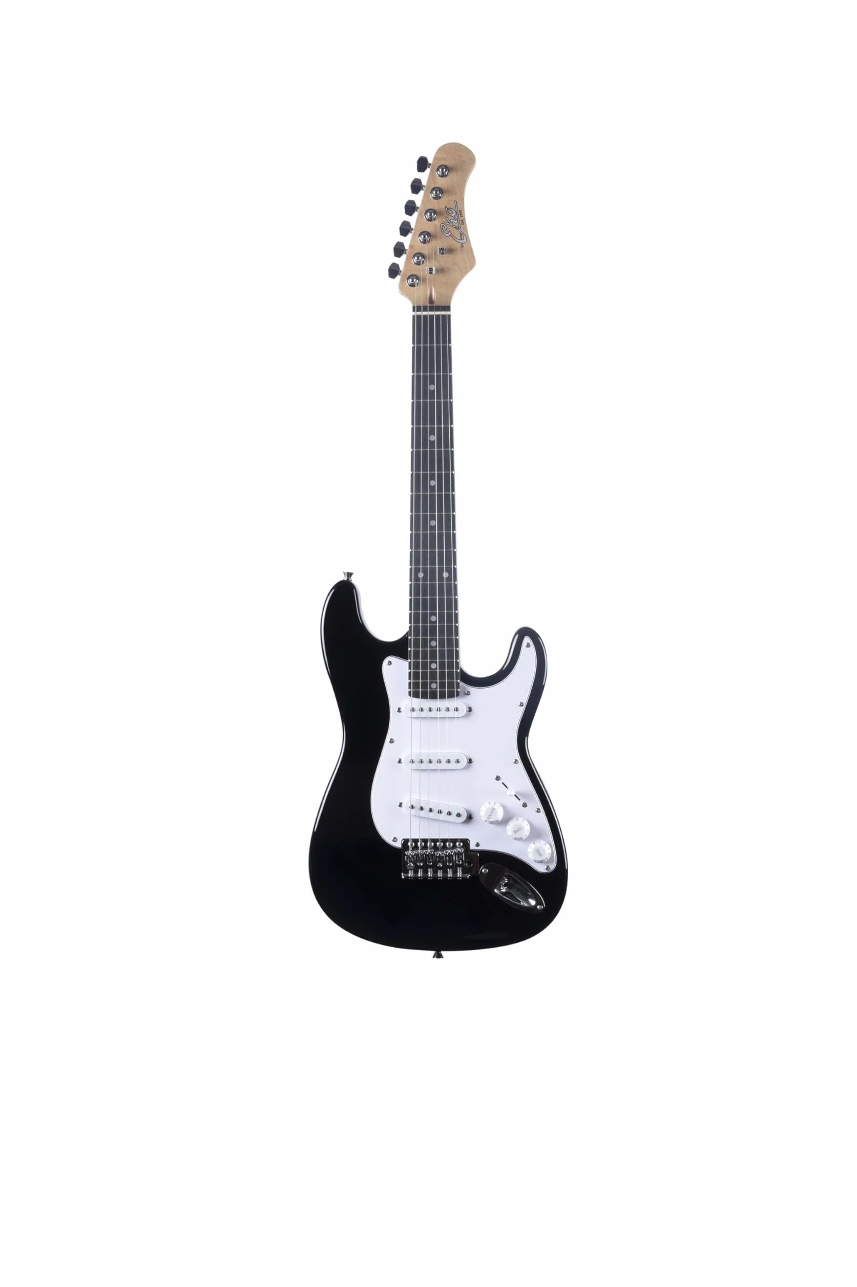 EKO GUITARS – Chitarra Elettrica ST‑100 3/4, Corpo Pioppo, Manico Acero, Tastiera WPC 21 Tasti, 3 Pickup Single‑Coil, Ponte Tremolo, Scala 580 mm, Colore Nero