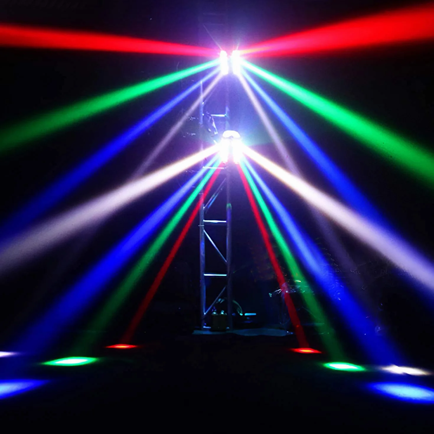 Luci dell'arcobaleno della discoteca, luci del partito della testa mobile della fase di 8 LED, luce del fascio di spazzatrice del ragno attivata suono