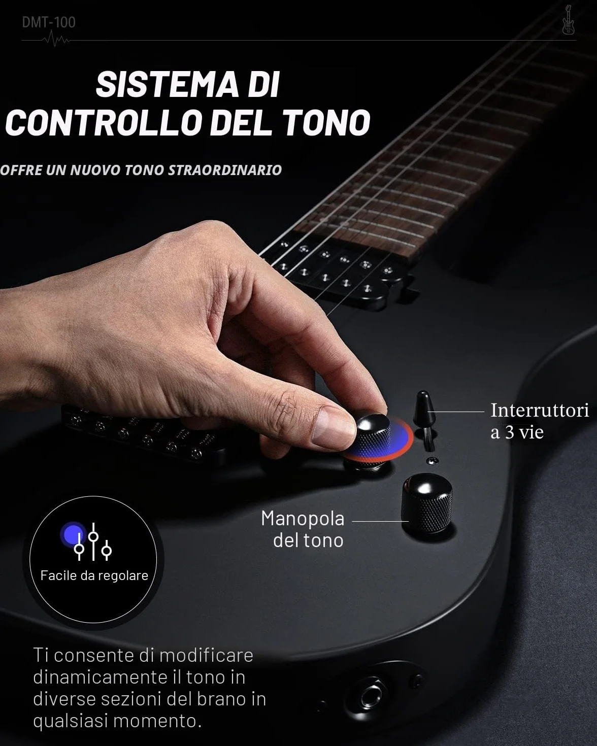Donner Solid Body - Chitarra elettrica “DMT-100”, 39 pollici, in metallo, con pickup H-H, borsa, corde, cinghia, cavo, smorzatore, per gli amanti della musica rock (in nero)