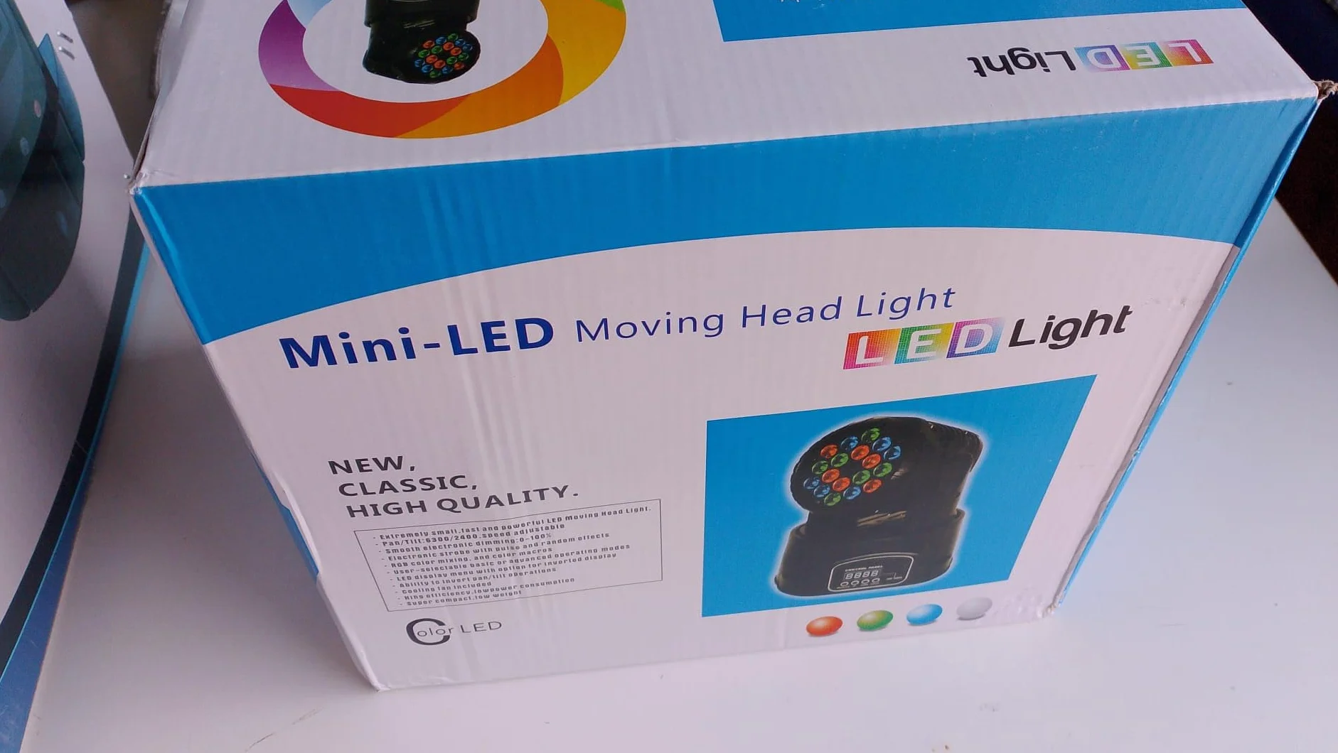 TESTA MOBILE 18LED Proiettore LED RGB testa rotante 360 Luci BEAM disco mobile motore faro