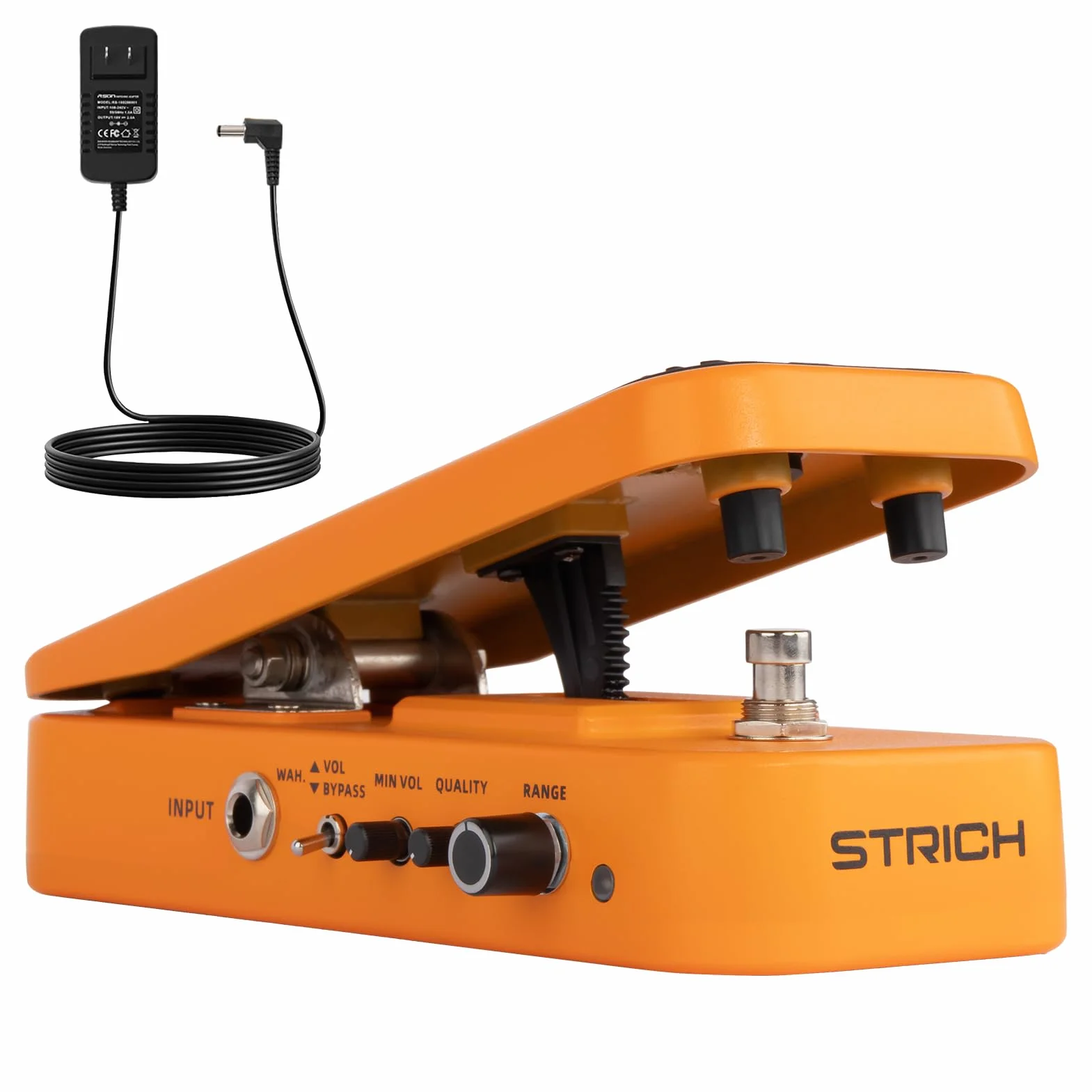 STRICH SW-2 - Pedale per chitarra elettrica Wah & Volume con adattatore di rete, 2 in 1, effetto combo per chitarra elettrica, con regolazione attiva del volume, design leggero