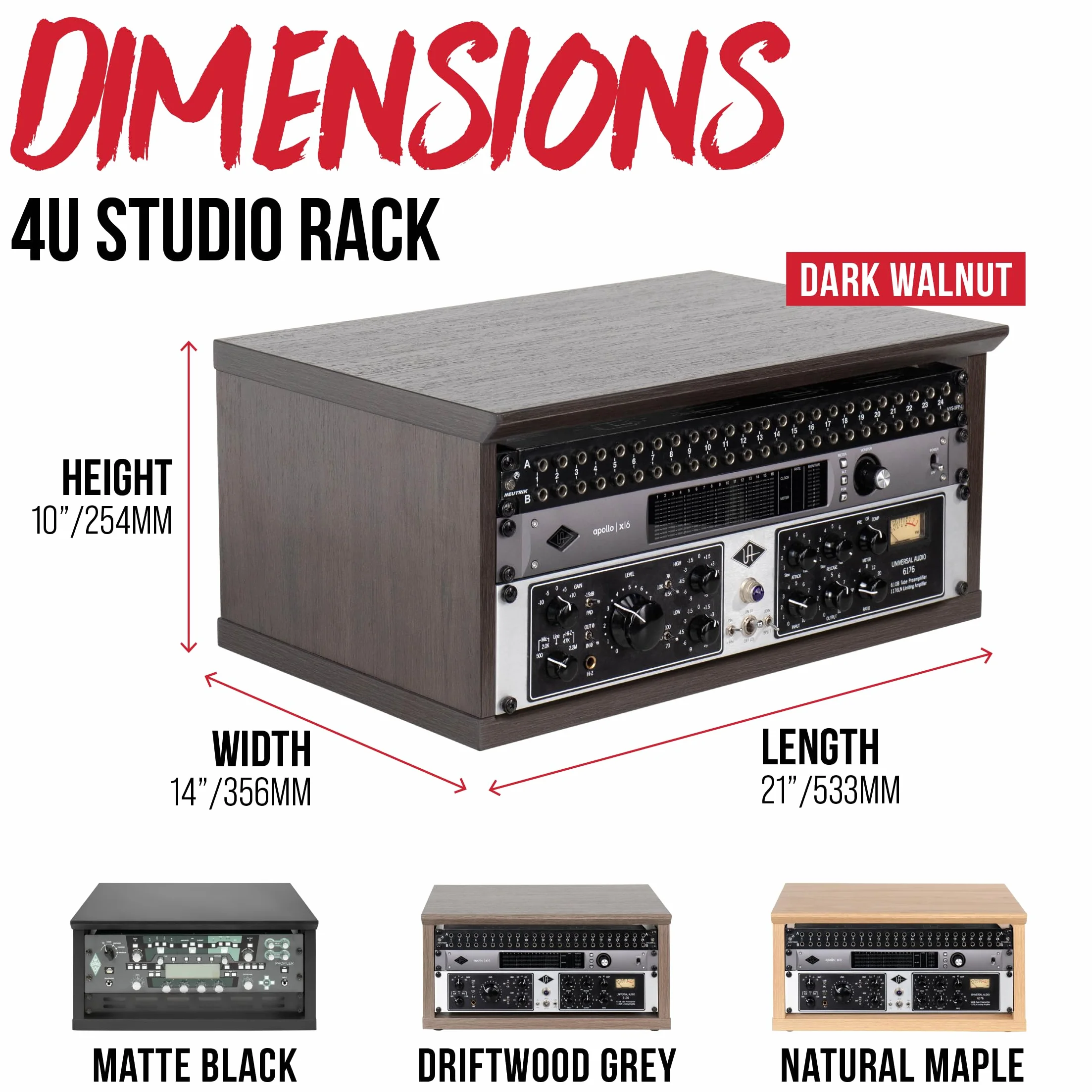 Gator Frameworks Elite Furniture Series 4U - Scaffale da tavolo in legno con finitura nera (GFW-ELITERK-4U-BLK)