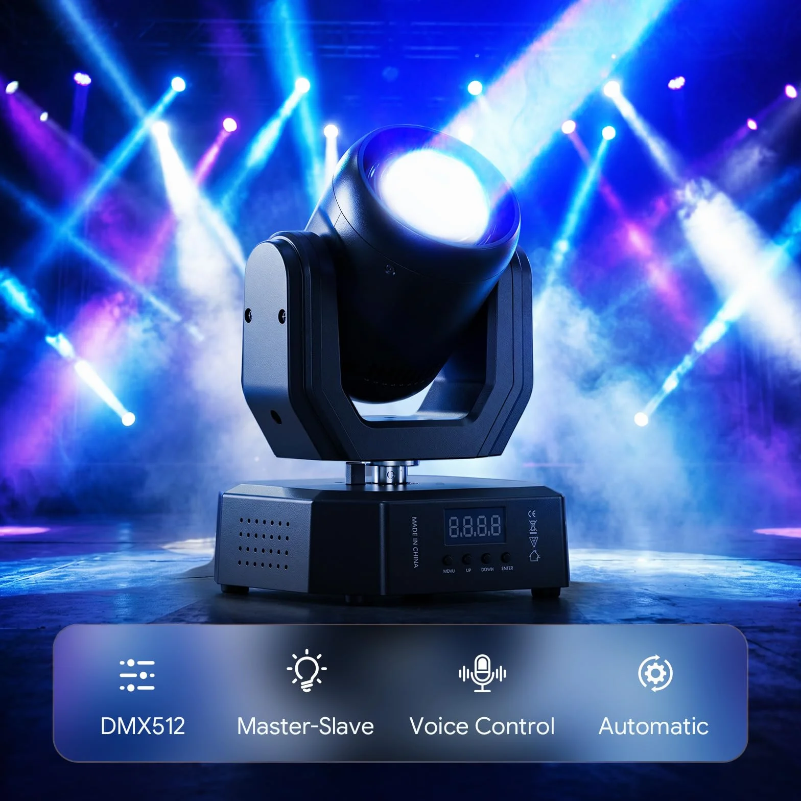 2 pezzi Mini Teste Mobili LED 30W Beam uce da Palcoscenico con Telecomando 5 modalità controllo Stroboscopico DMX512 Luci Palcoscenico per Natale Club DJ Discoteca Festa