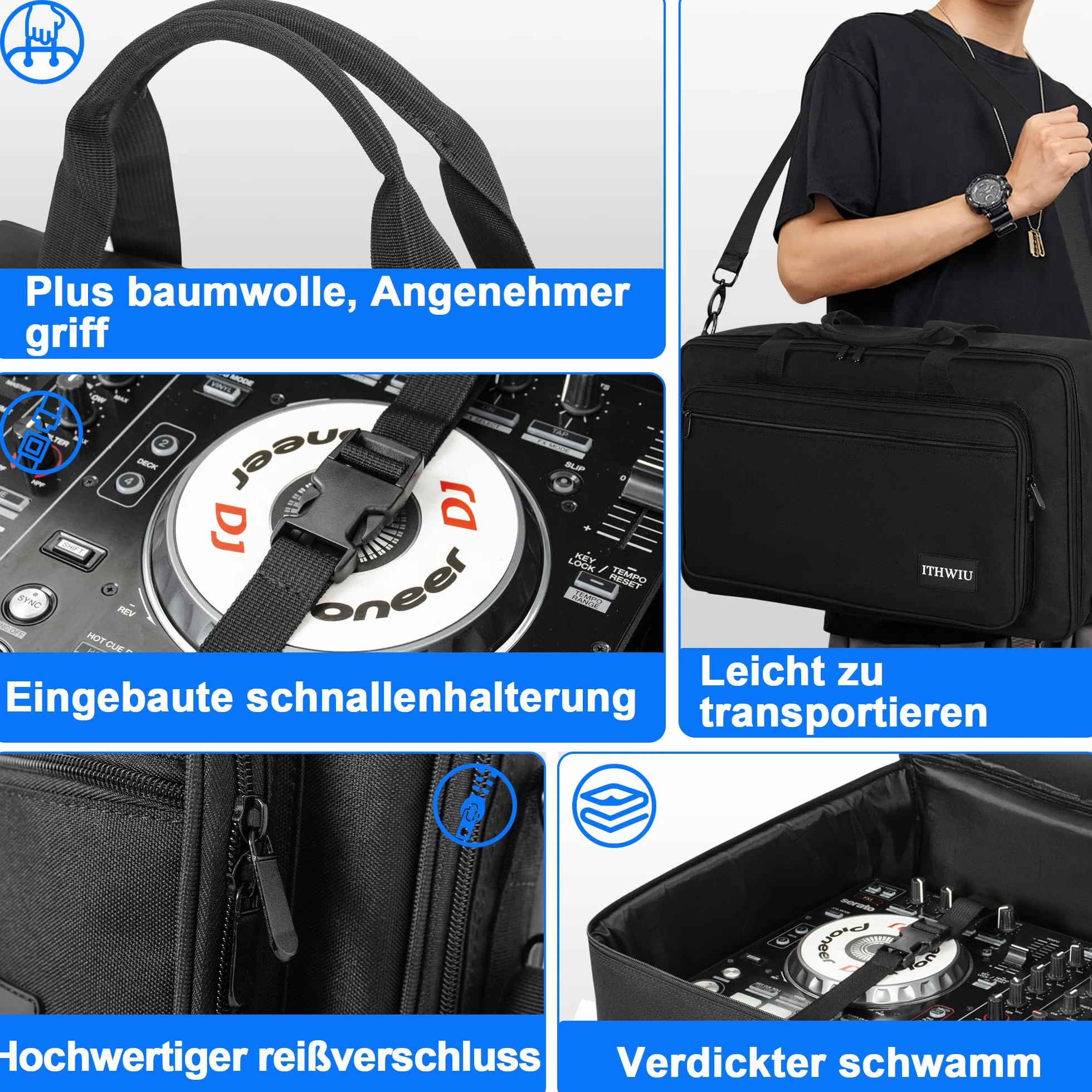 OUUTMEE Custodia portatile per controller DJ,75 x 45 x12 cm,Borsa portatile,Nero