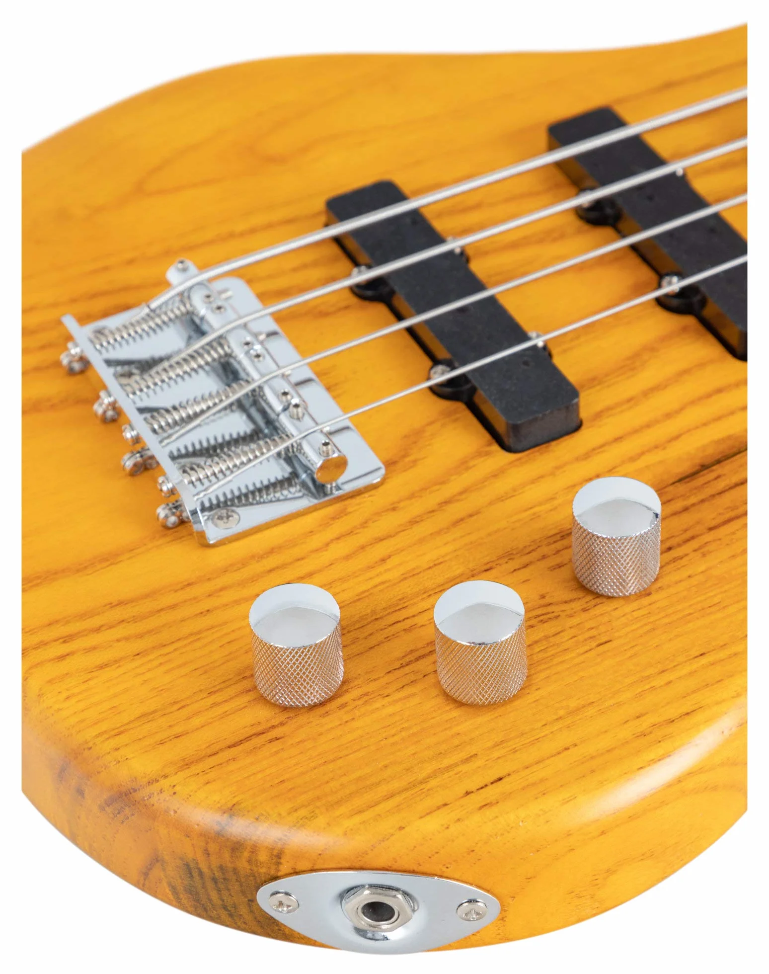 Rocktile TB-4 NHS Traveler E-Bass - Basso Elettrico 4 Corde in Formato Da Viaggio - Corpo: Ontano, Manico: Acero - Tastiera: Technical Ebony - 2 Single Coil Pickup - Natural Honey Stain