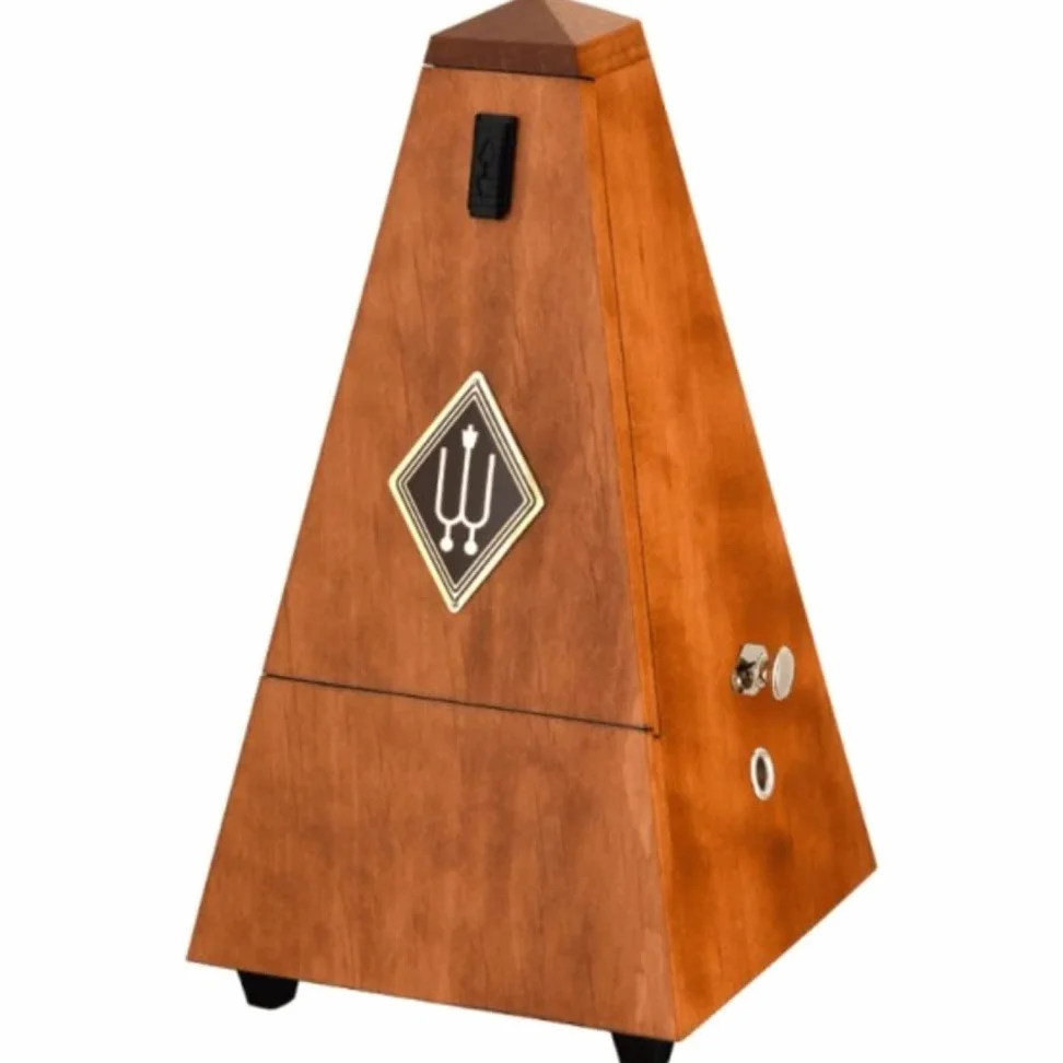 Wittner Metronomo Taktell - Forma a piramide - Sistema Maelzel - Serie 810 - Custodia in legno massello - Con campana - Colore ciliegio opaco 811MK - Meccanico a carica - Made in Germany