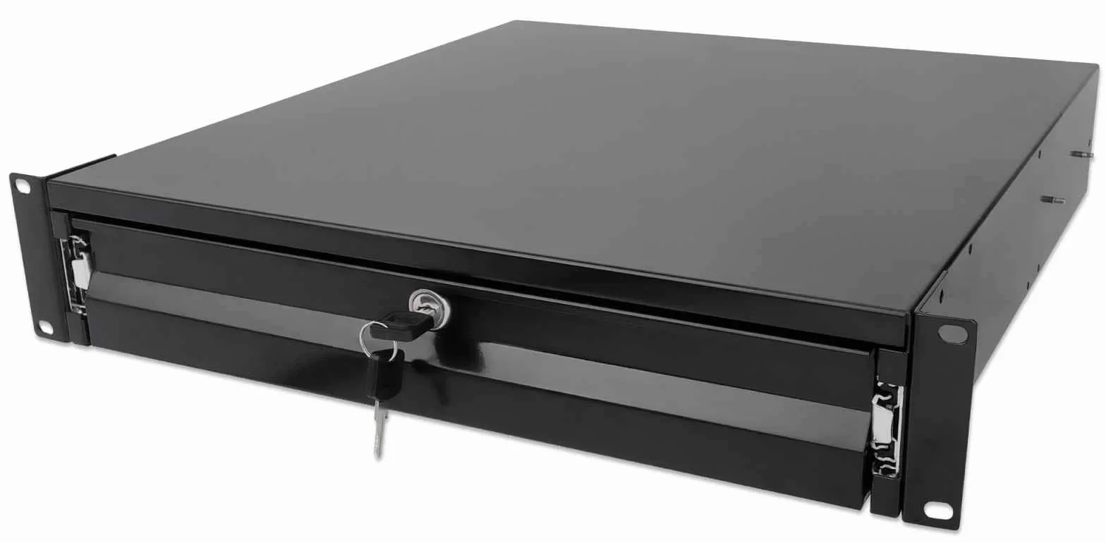 INTELLINET 19IN Storage Drawer 2U Black-