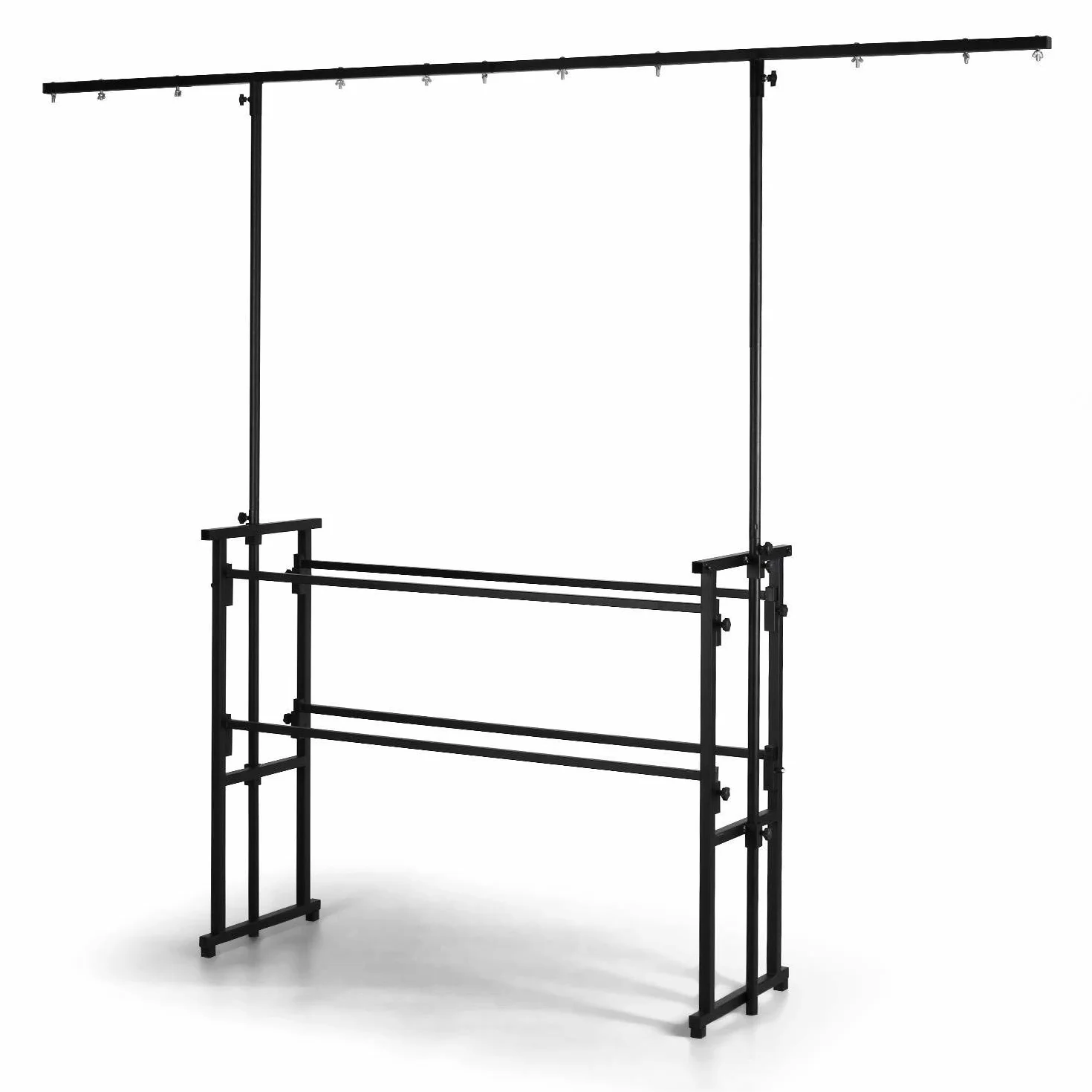 Audibax DS10 - Supporto Traverse per luci da discoteca - Altezza regolabile della barra T da 211 a 251 cm - Supporto per illuminazione con 11 punti di presa per luci - Piedini in gomma antiscivolo