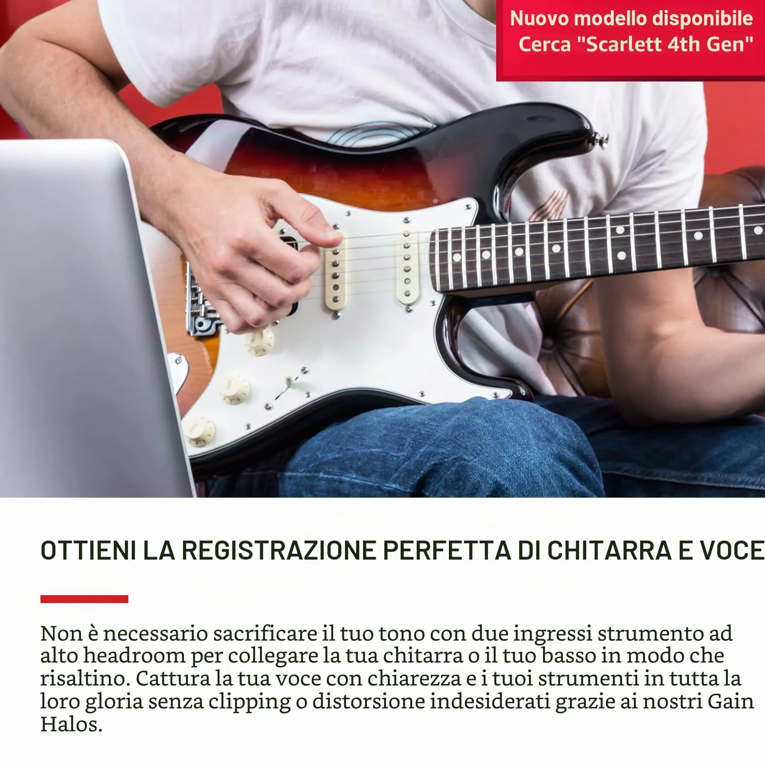 Focusrite Interfaccia audio USB Scarlett 2i2 per creare brani — registrazioni ad alta fedeltà in qualità studio