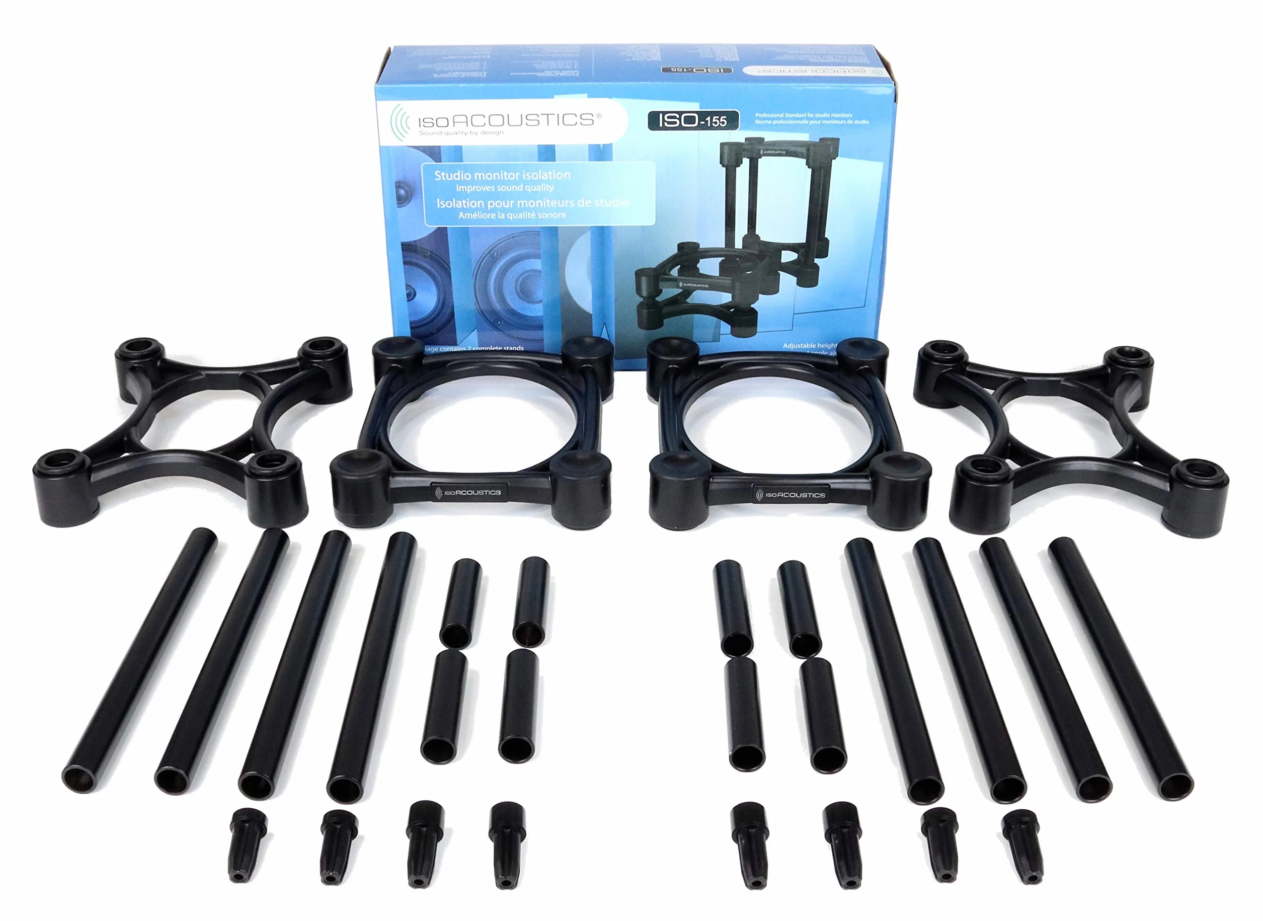 IsoAcoustics Iso-Stand Series Speaker Isolation Stands with Height & Tilt Adjustment: Iso-155 (15.5 x 19 cm) Pair