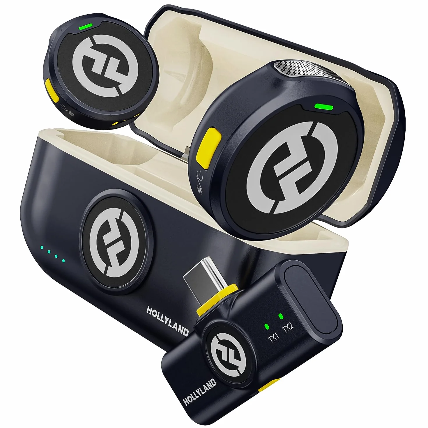 Hollyland Lark M2 Microfono Lavalier Wireless 2TX+1RX 48kHz/24 bit 300 m Hi-Fi Audio ENC Antirumore 30H Nero