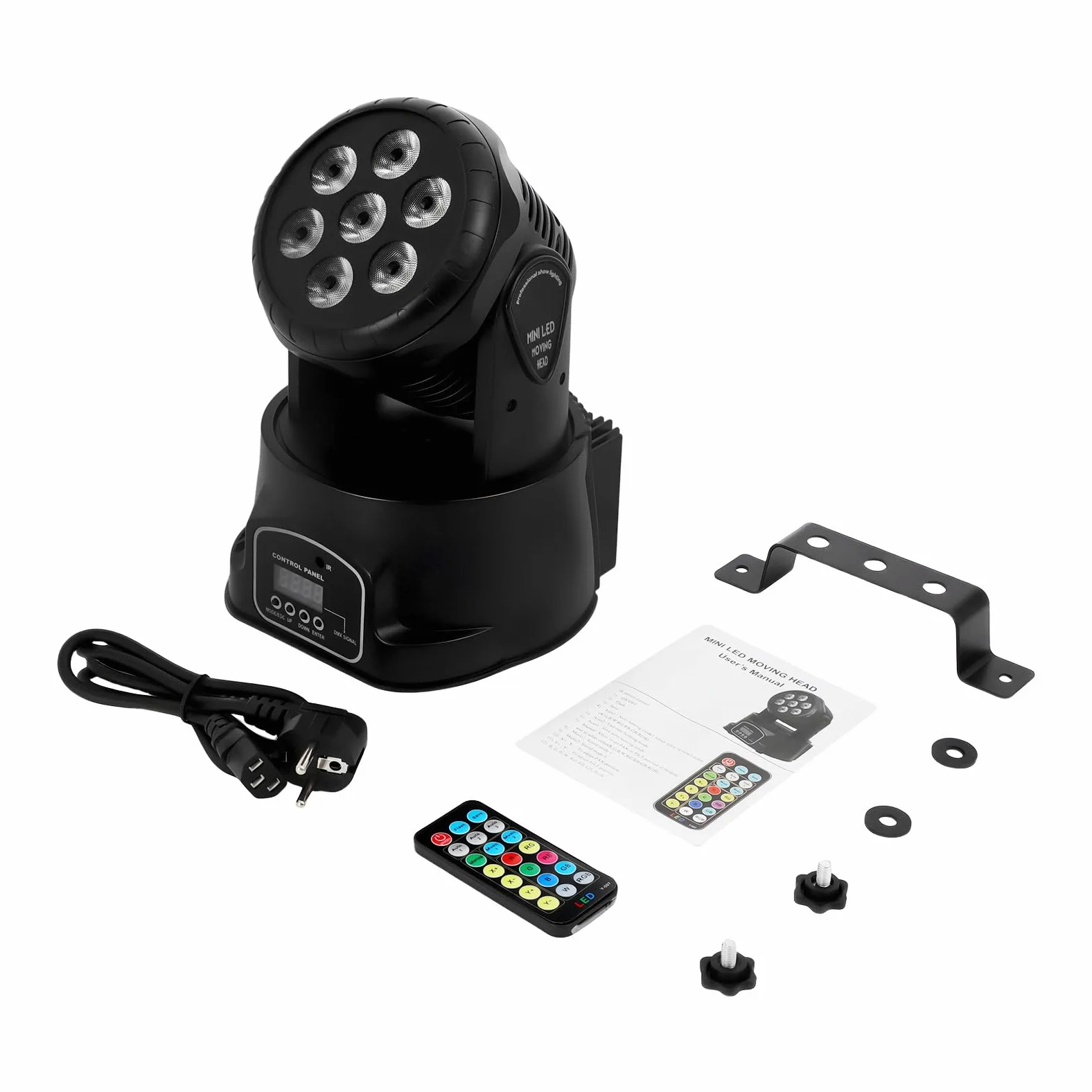 MINRS 7 x 10 W Moving Head LED Mini luce da palcoscenico dmx512 RGBW effetti di luce 5 modalità di controllo, luce da discoteca, con telecomando, effetto strobo illuminazione per discoteca, bar, club,