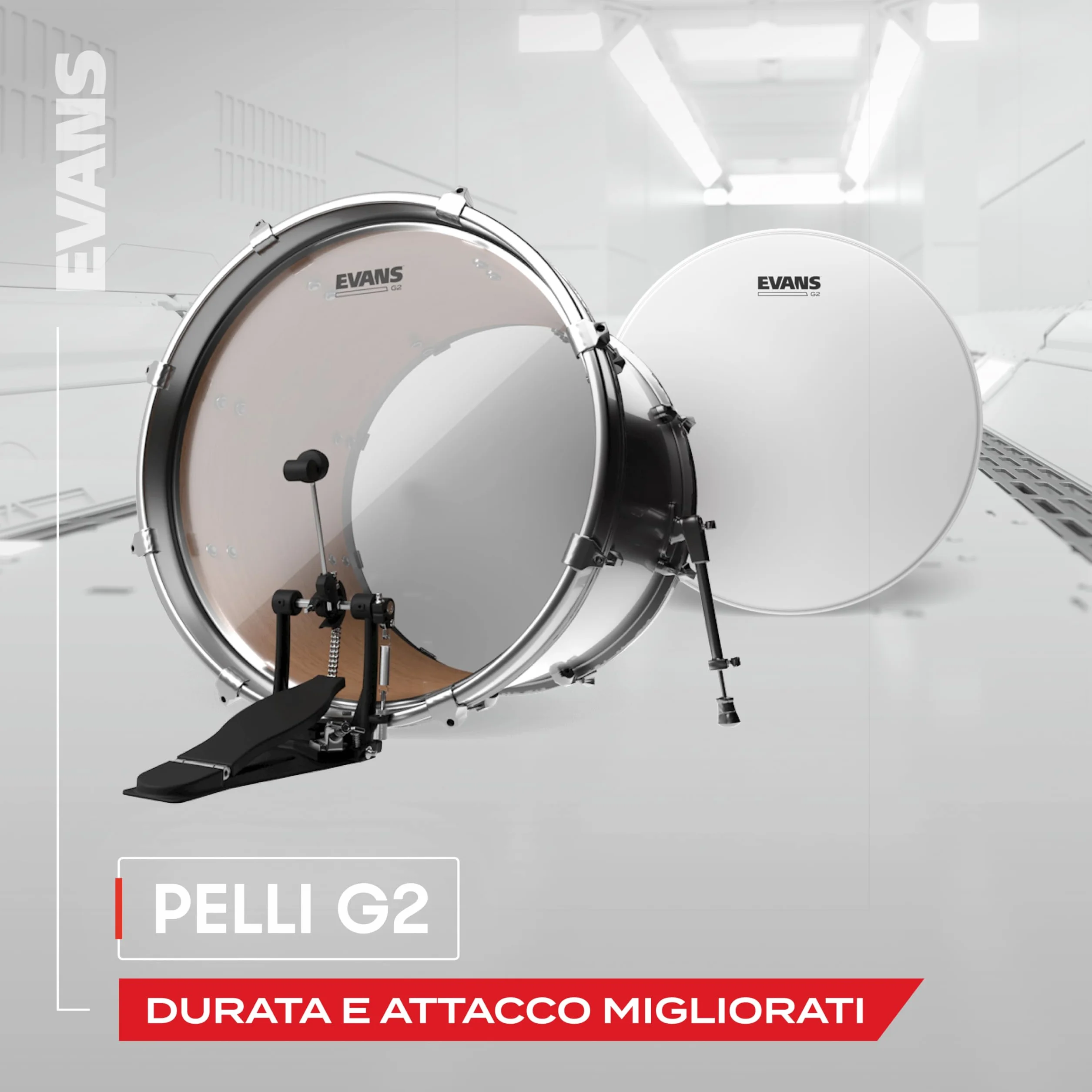 Evans ETP-G2CLR-F Confezione da 3 Pelli G2 per Tom Rispettivamente di 10", 12" e 14", Fusion, Trasparente