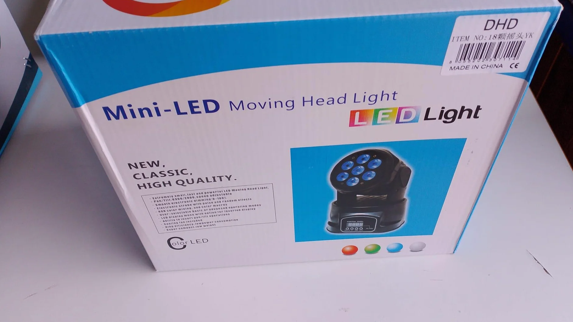 TESTA MOBILE 18LED Proiettore LED RGB testa rotante 360 Luci BEAM disco mobile motore faro