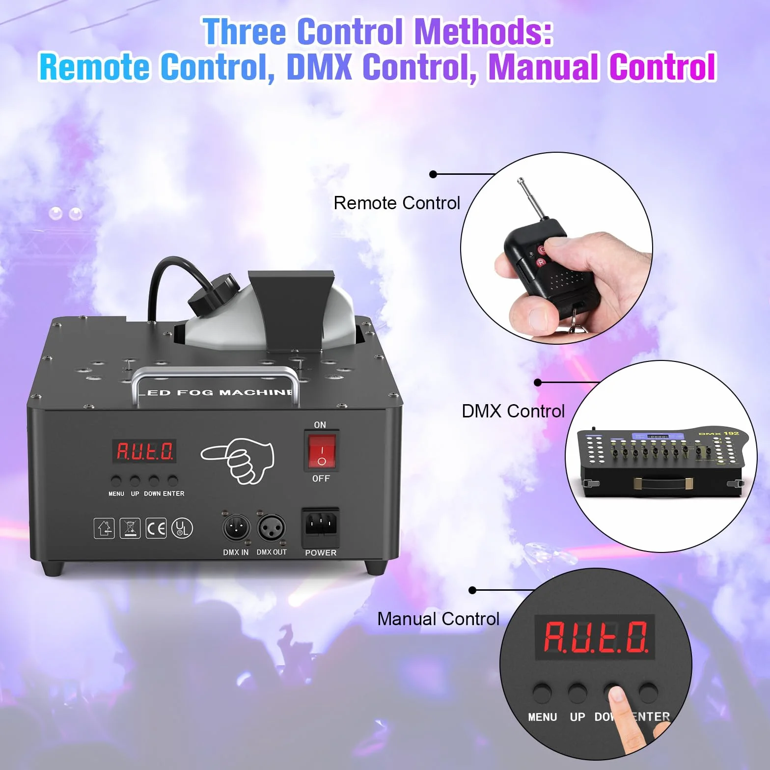 2000W Macchina del Fumo con 8+8 RGB Luci LED e Telecomando Wireless, Macchina Fumo Discoteca Fog Machine con Controllo d-mx512 per Halloween DJ Feste Nozze Natale e Effetti su Palco
