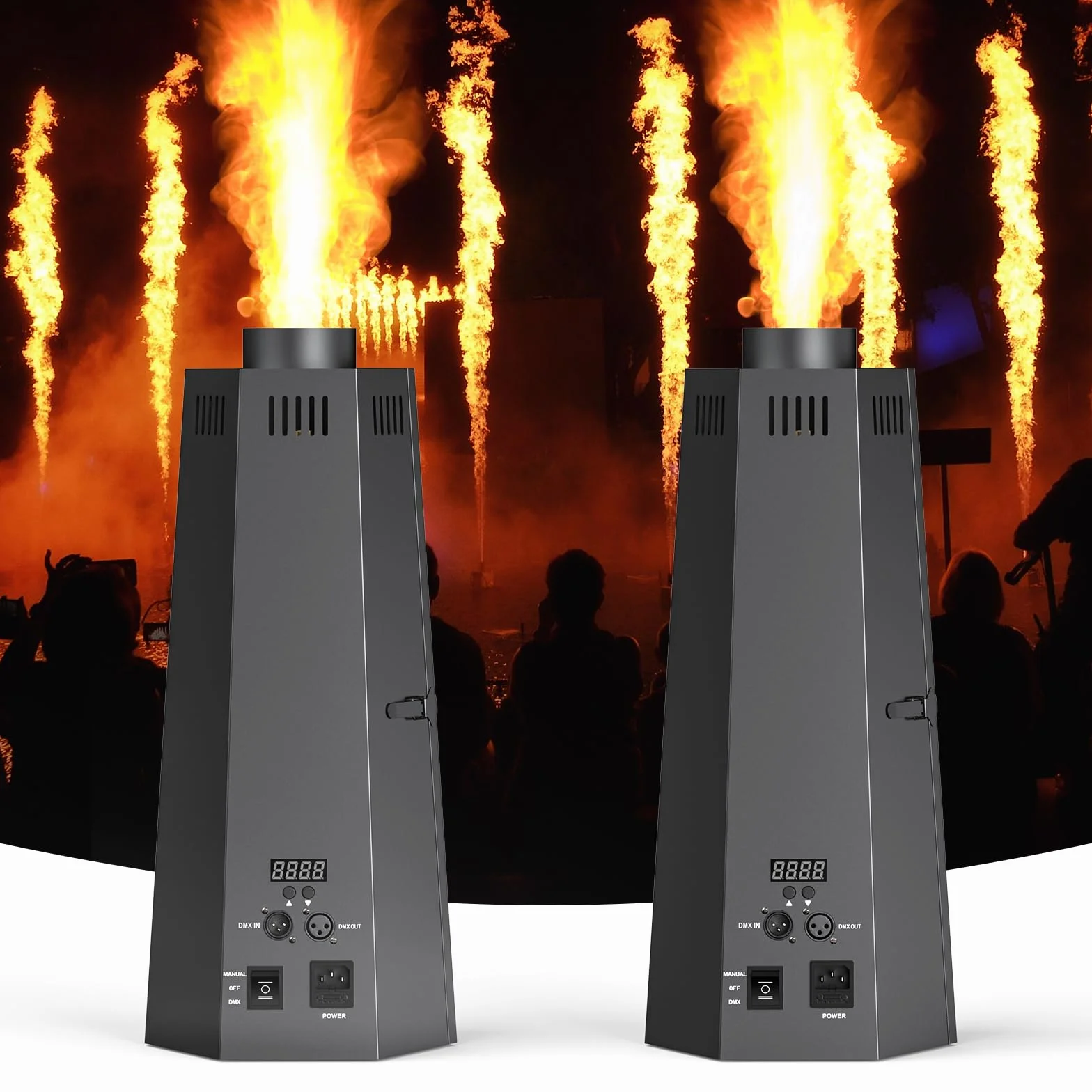 Lanciafiamme, proiettore di fiamme da 150W, macchina a getto di fiamma per dj per concerti, spettacoli, feste, Halloween, Natale, eventi sportivi 2PC