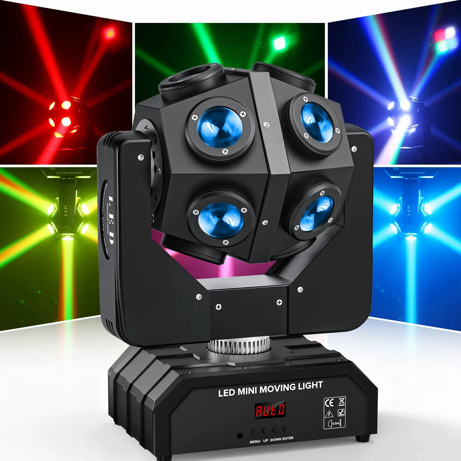 150W Teste Mobili LED RGBW 4 in 1 Moving Head Beam Rotazione a 360°Moving Head Beam Palcoscenico Lampada Sound-attivato Adatto per l'uso domestico nel bar del club della festa di Halloween-2PCS