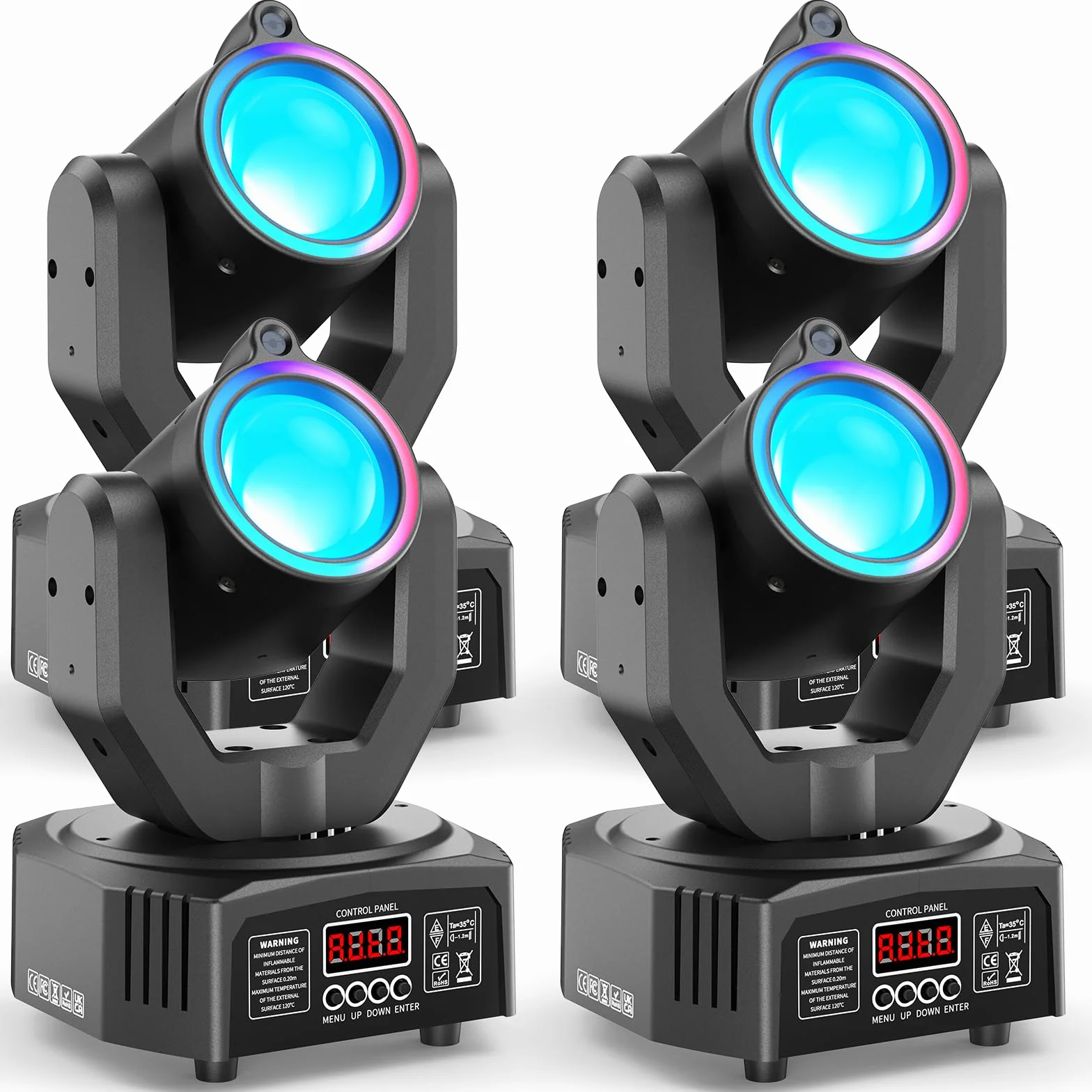 4PCS Teste Mobili Beam RGBW da 30W 3 in 1, Effetto Chase con Striscia Luminosa d-mx512 Attivabile dal Suono con Telecomando per DJ Festa Club Matrimonio Palco Spettacolo