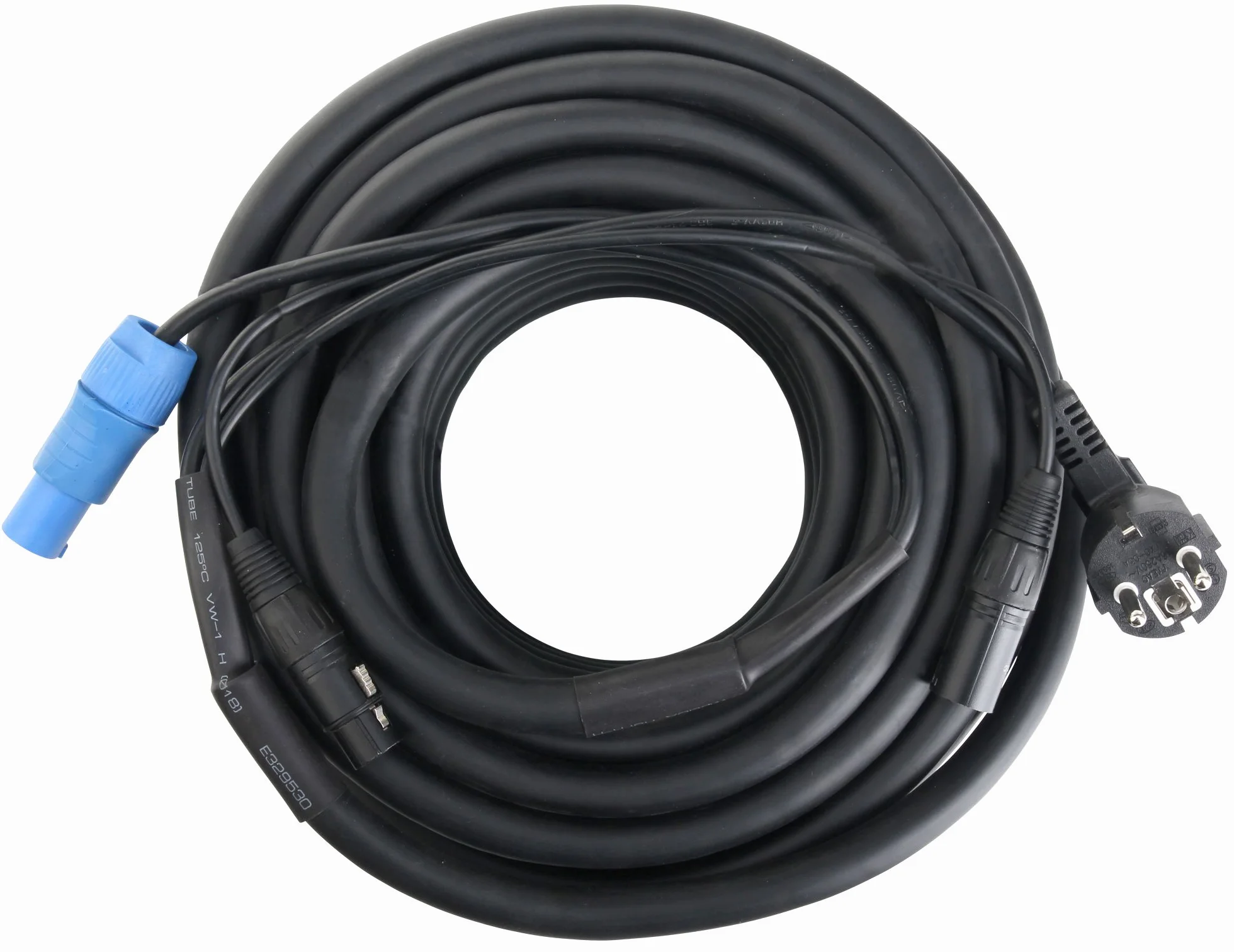 Pronomic Stage EUPPD-15 Cavo Ibrido Compatibile Schuko/Powercon + DMX 3 Poli, 15m (ideale per cablaggio di effetti luce e illuminazione da palco)