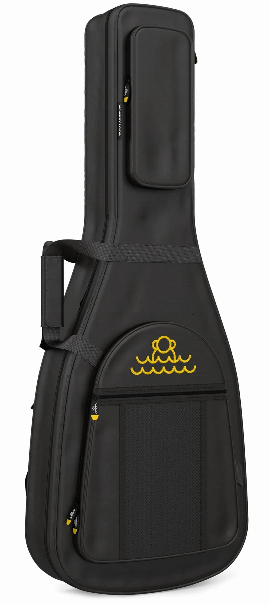 MONKEY LOOP Jumping - Custodia per chitarra con imbottitura da 18 mm, borsa per chitarra, tre tasche esterne, cinghie regolabili, materiale impermeabile