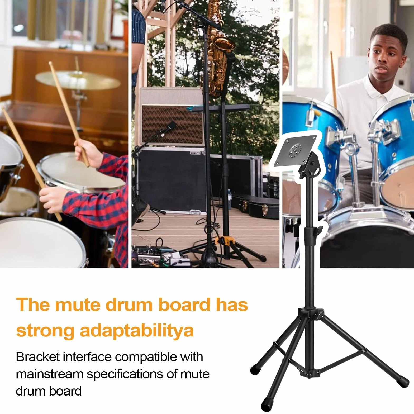Supporto per Drum Pad - Supporto Regolabile per Rullante - Regolabile in Altezza per Drum Pad per Viaggi Casa Scuola Campeggio e Performance