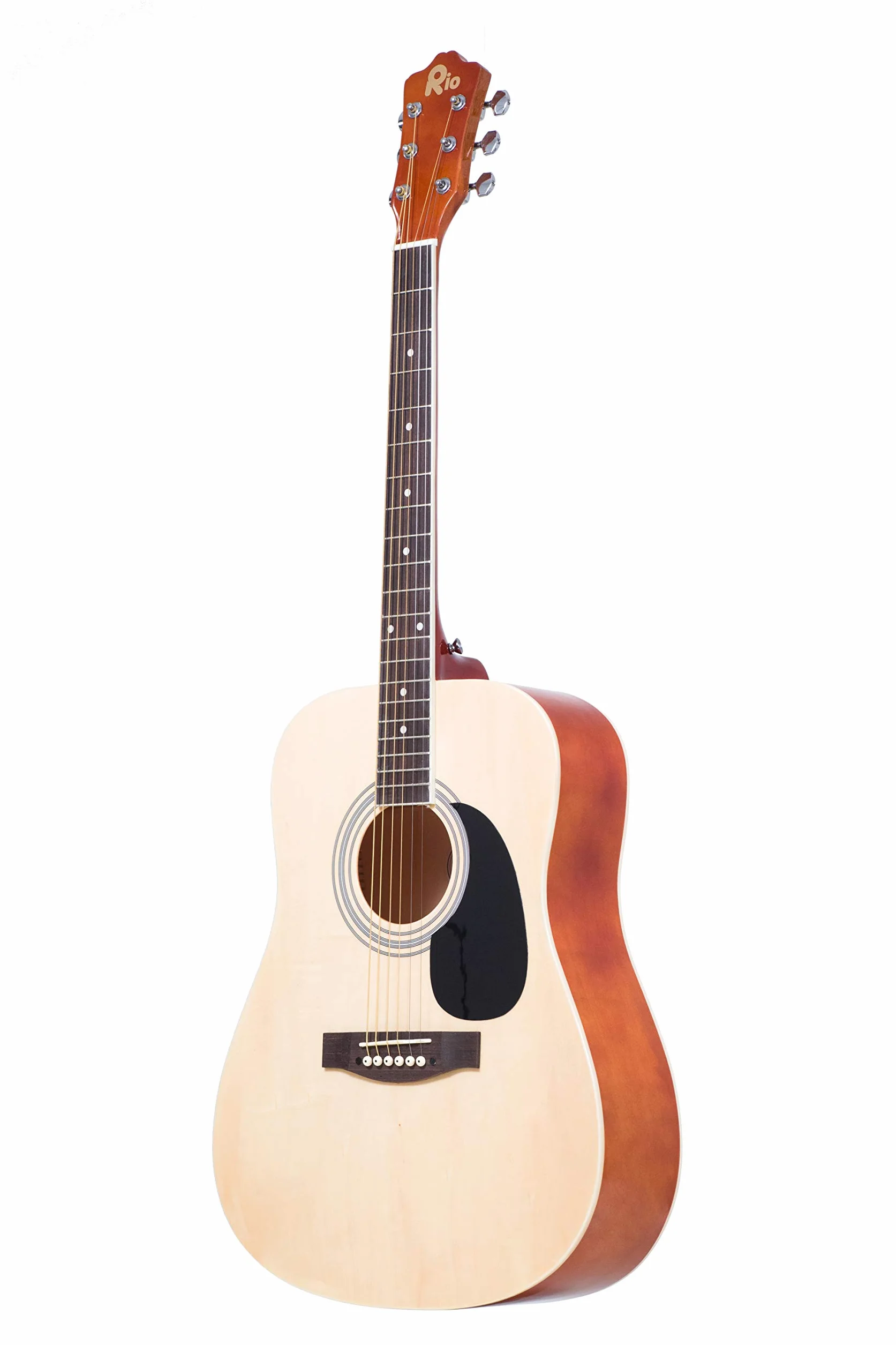 Rio Natural 4/4 Full Size 41 Pollici Chitarra Acustica Pacchetto Outfit Principiante Dreadnought Corda d'acciaio - NUOVO (Naturale)