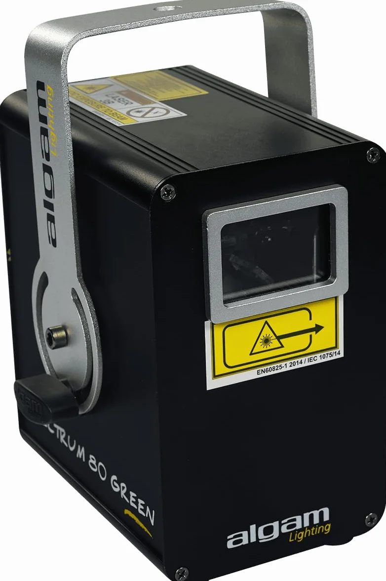 ALGAM LIGHTING - SPECTRUM 80 GREEN - Laser d'Animazione Monocolore Verde 80mW - Laser Class 3B - IP20-200 x 260 x 150 mm