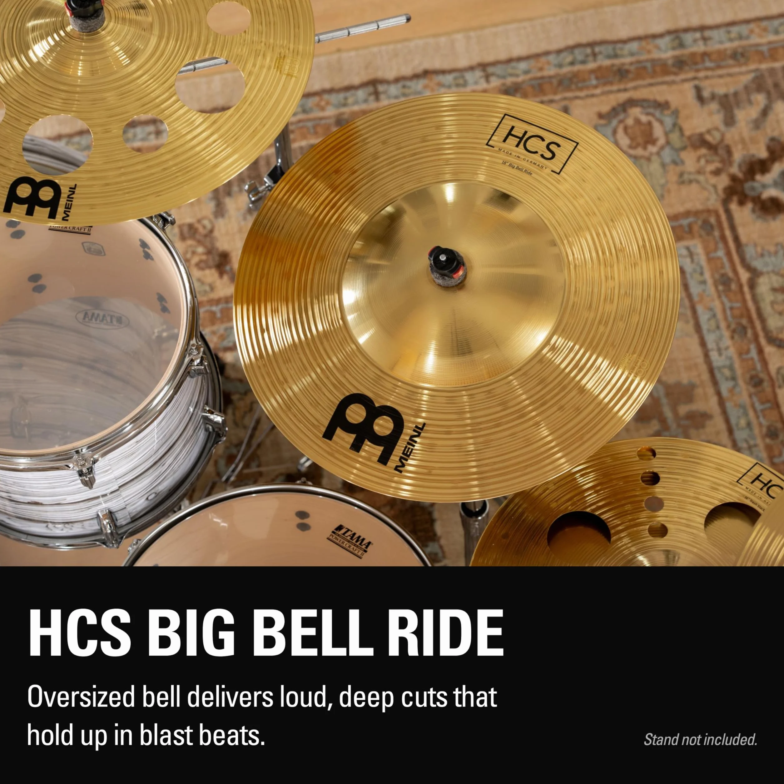 Meinl Cymbals HCS piatto Big Bell Ride 18 pollici (45,72cm) per Batteria – Finitura Tradizionale Ottone, Made in Germany (HCS18BBR)