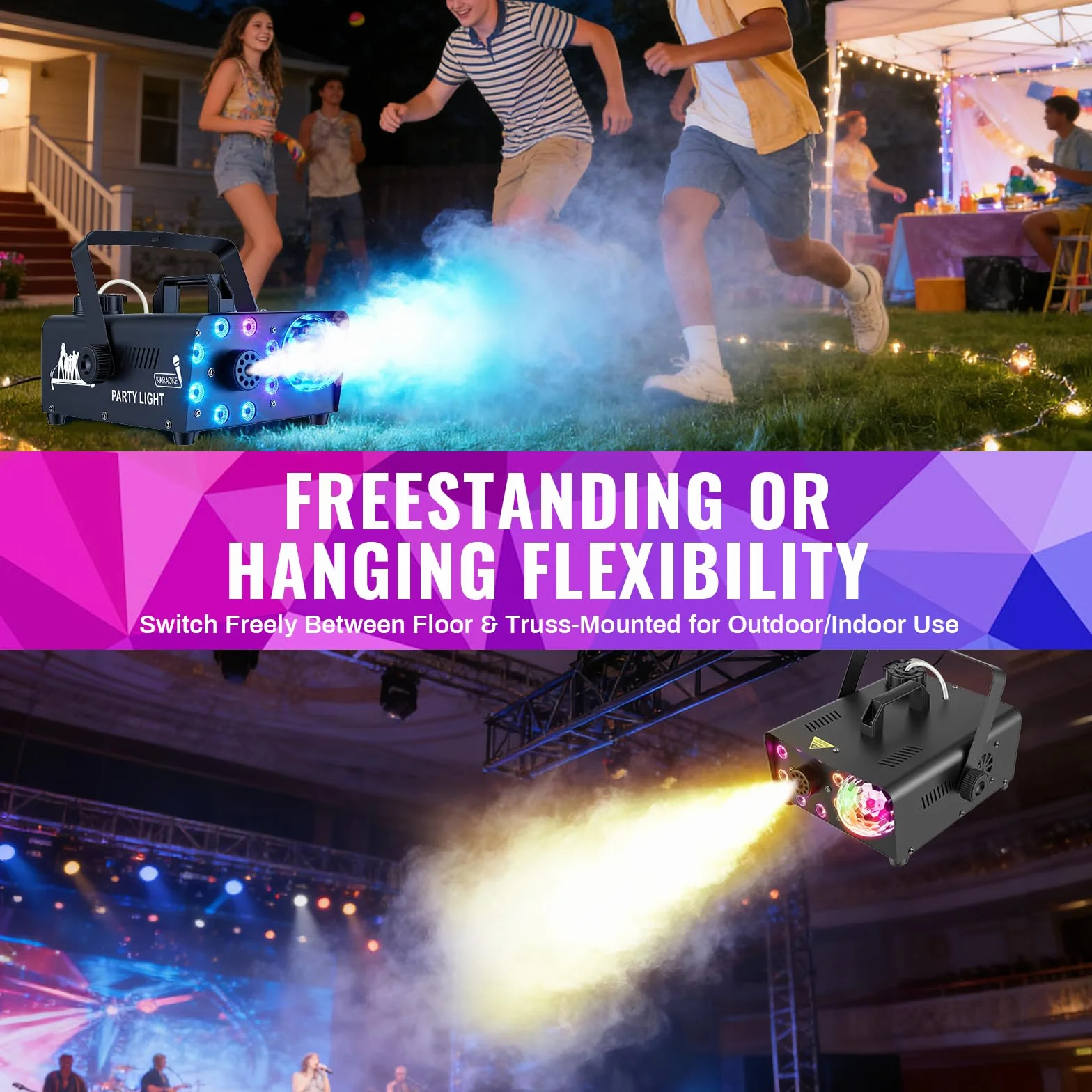 Macchina per fumo con Bluetooth,Sfera da discoteca luminosa e luci LED RGB, portatile altoparlanti Bluetooth con 9 LED luci controllabili, macchina per fumare DJ per Natale, festa, matrimonio, effetto