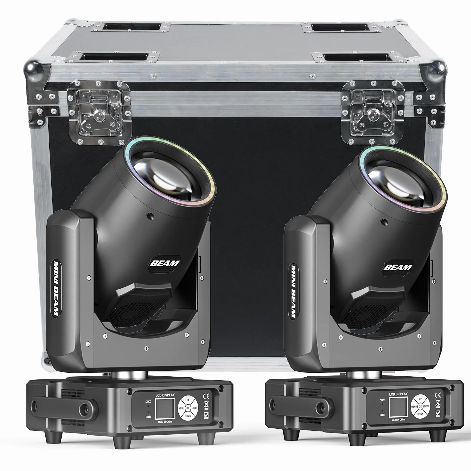 2PCS Teste Mobili LED Con flight case Mini 7R Beam 230W Lampada Luce da Discoteca Luci Palco18CH Moving Head per DJ Bar Festa Palcoscenico Club Illuminazione