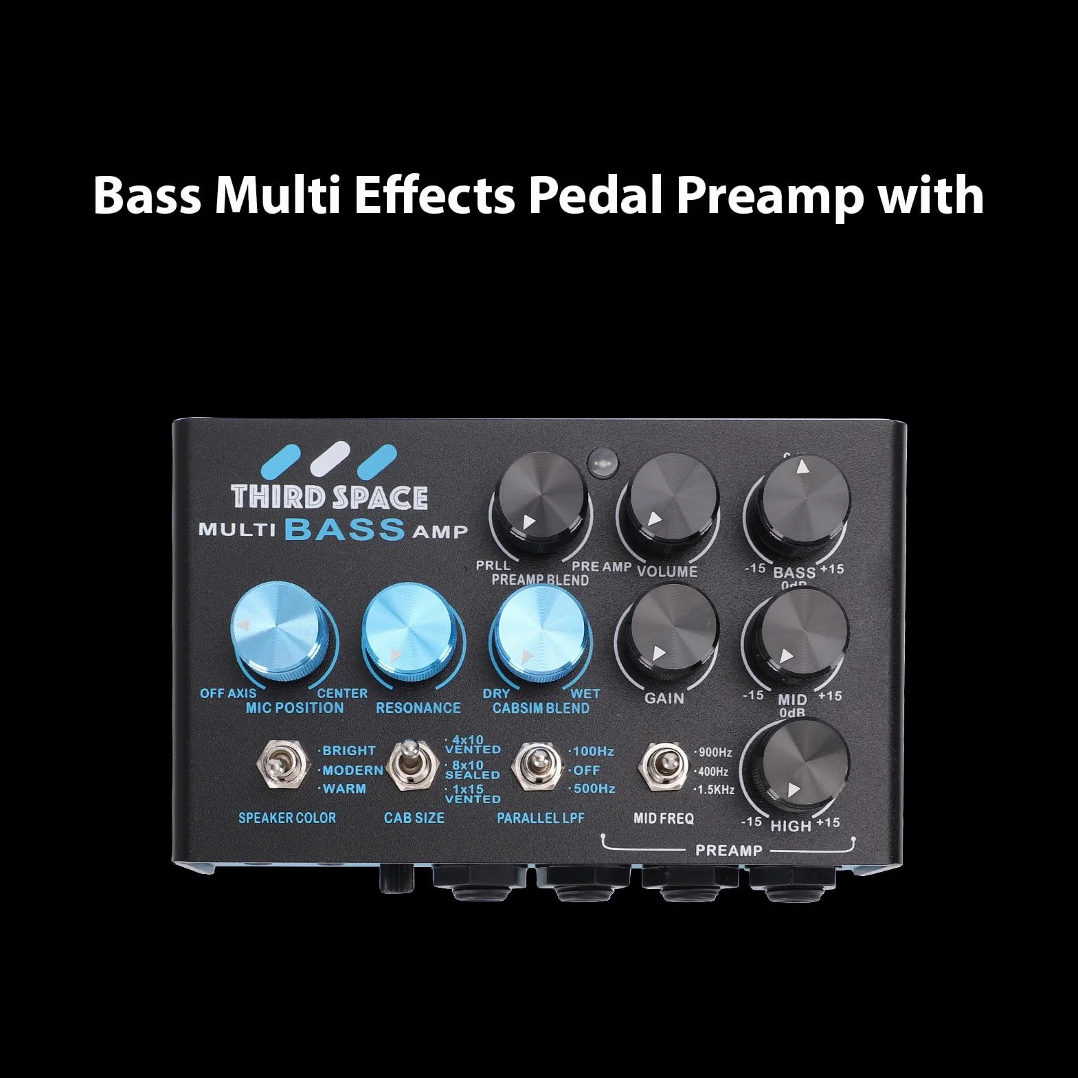 Fockety Pedale Effetti per Basso, Preamplificatore Professionale con Controllo Medio Semi Parametrico EQ a 3 Bande, Catena di Segnali Parallela, Simulatore di Cabina per Basso, Doppi