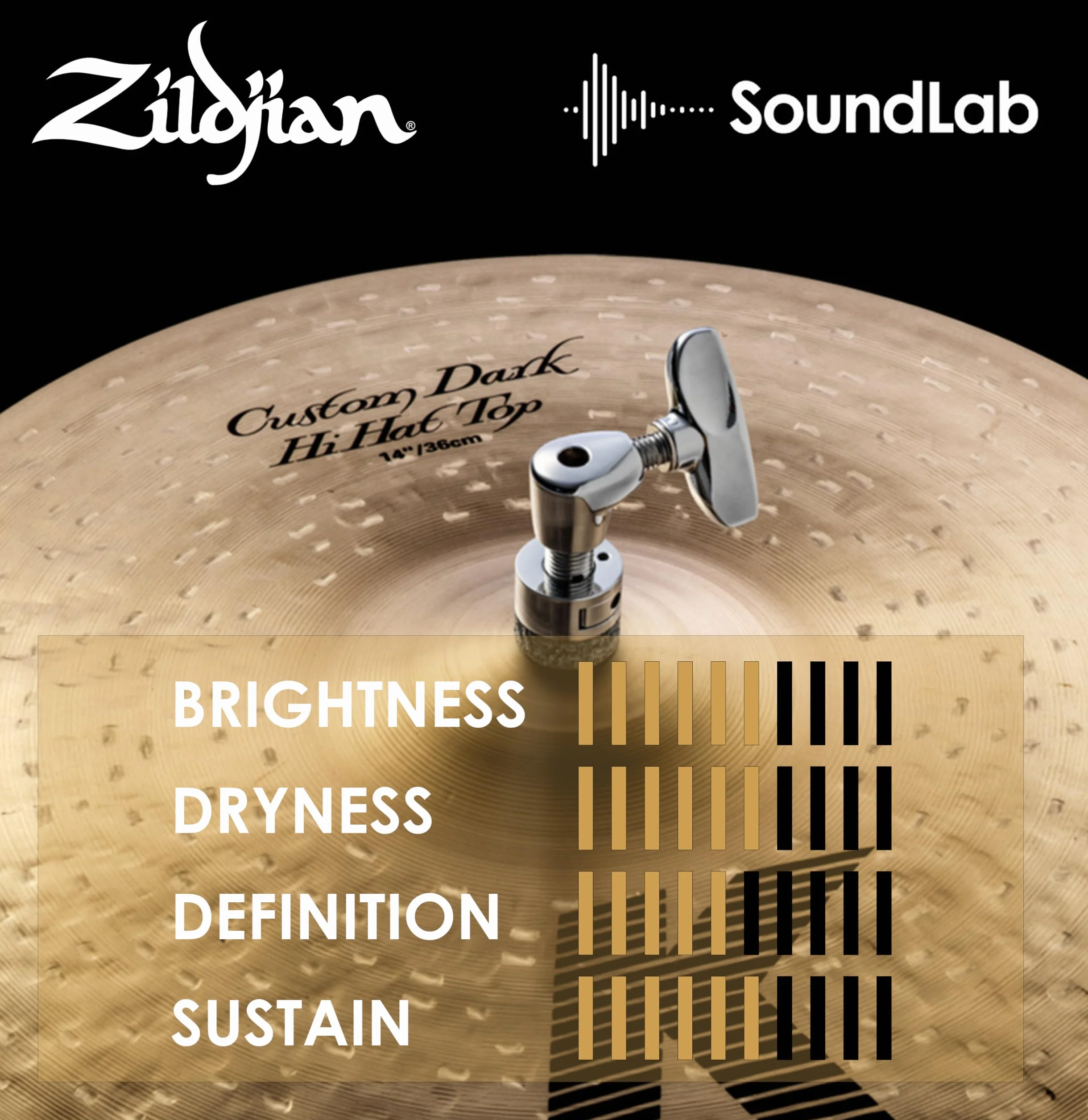 ZILDJIAN | K Custom Dark Hi-Hat 14” in Bronzo B20, suono scuro, caldo e complesso; finitura tradizionale (K0943)