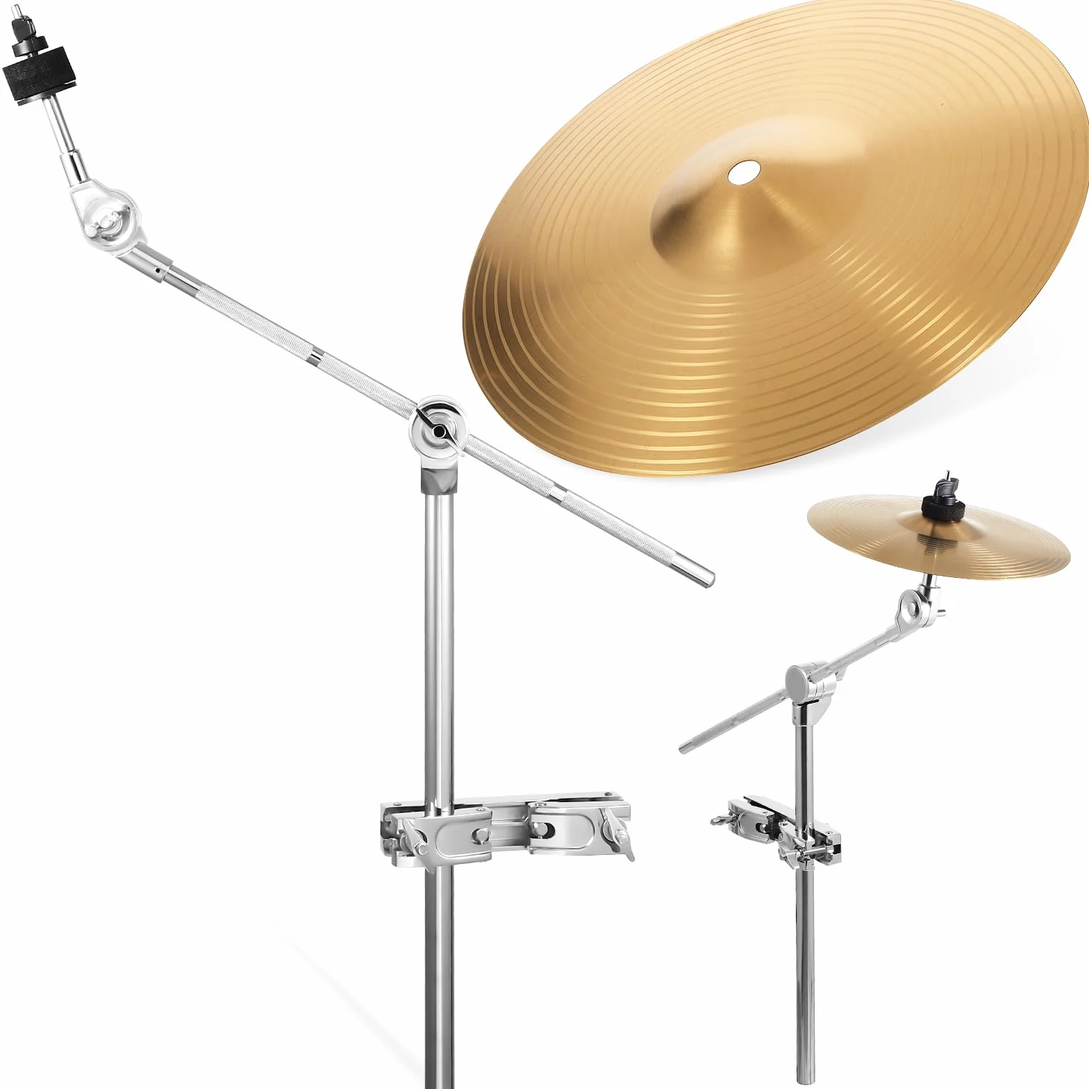 Vaguelly 10 piatti Splash + supporto per bacino in acciaio Edeal, batteria Cymbal Set Up