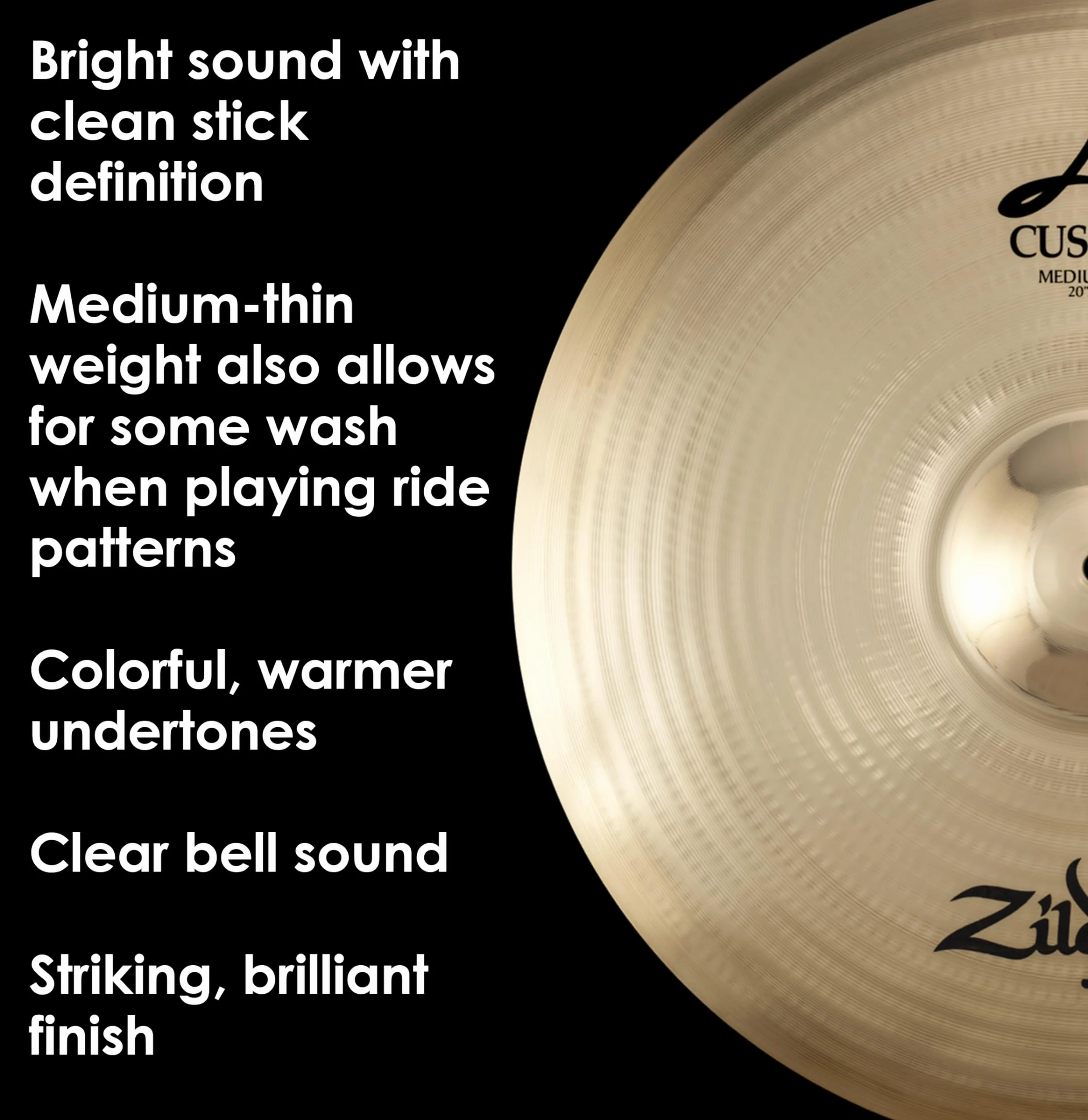 Zildjian A20519 Medium Ride Brilliant Finish Piatto 20"