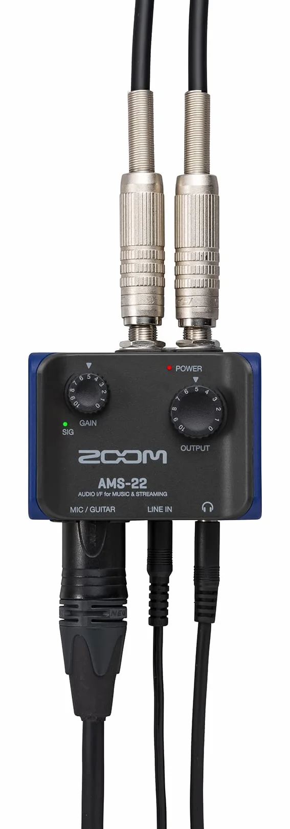 Zoom - AMS-22 - Interfaccia audio, 1 ingresso XLR/TRS, ingresso di linea stereo, 2 uscite, loopback, monitoraggio diretto, alimentazione tramite bus USB, adatta a streaming su PC, Mac, iOS e Android