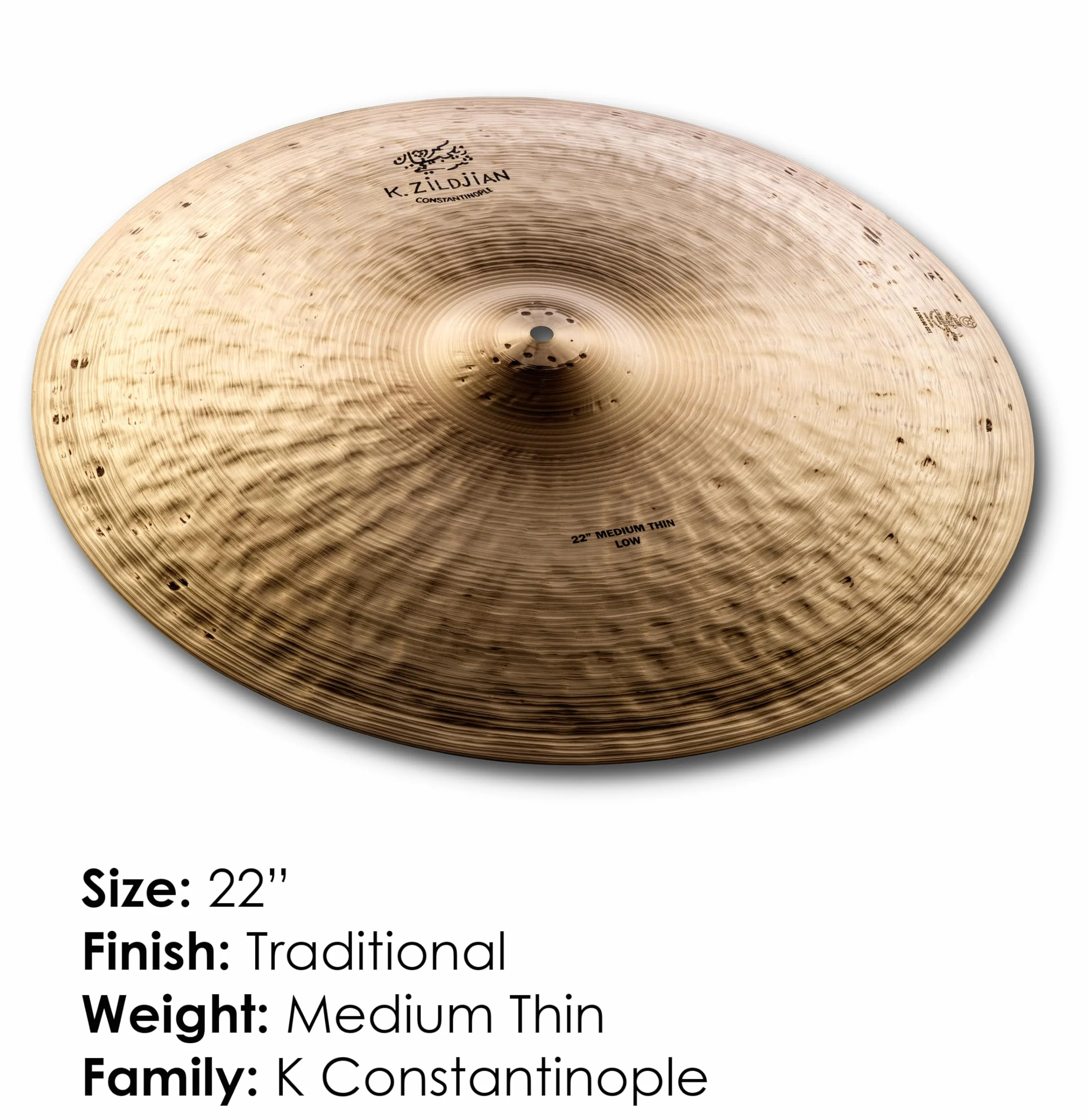 Zildjian K' Constantinople Ride 22", Medium Thin, Low - Piatto Ride