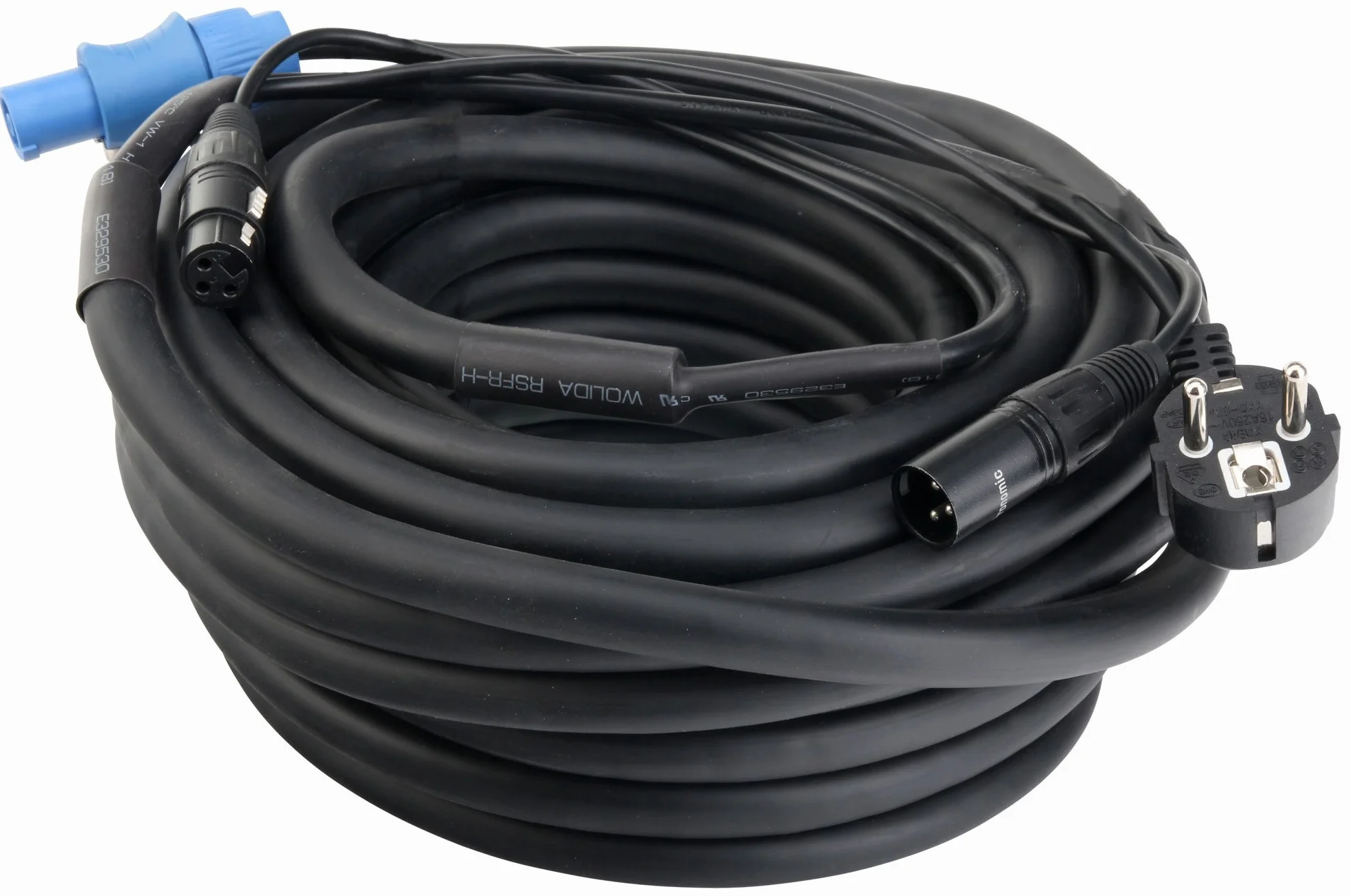 Pronomic Stage EUPPD-15 Cavo Ibrido Compatibile Schuko/Powercon + DMX 3 Poli, 15m (ideale per cablaggio di effetti luce e illuminazione da palco)